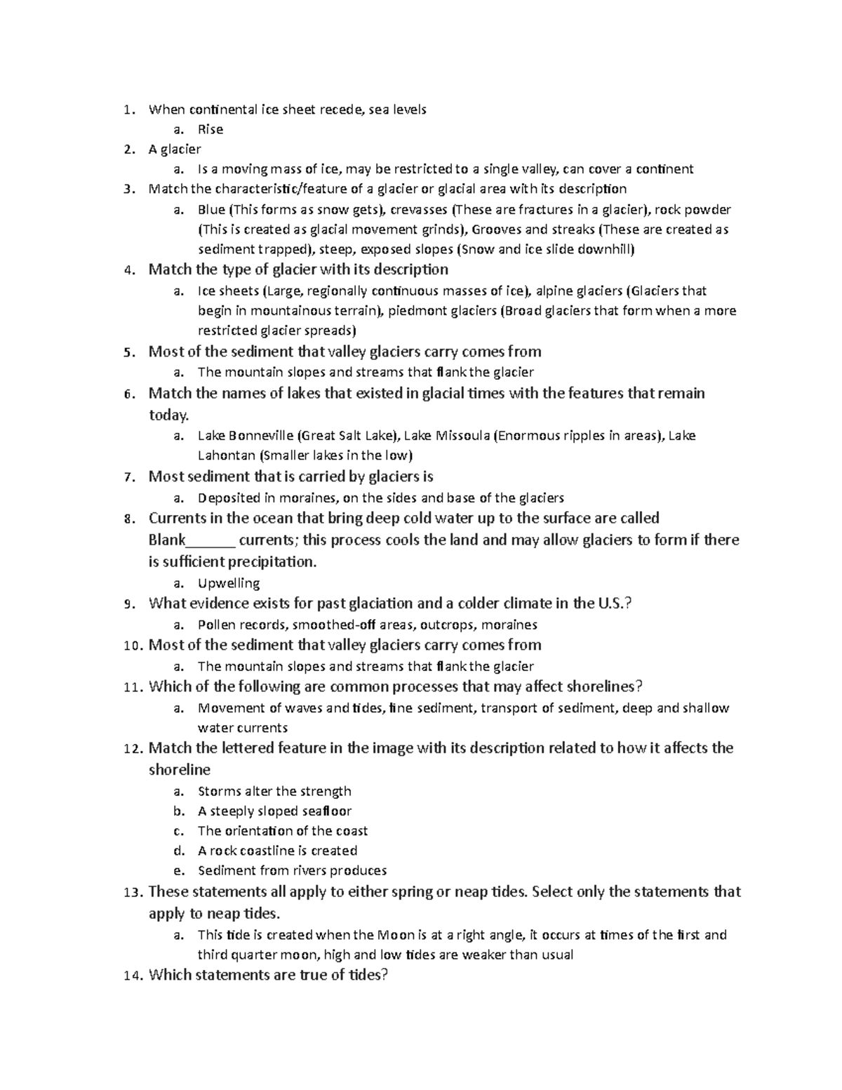 SCI102-Ch11Smartbook - When continental ice sheet recede, sea levels a ...