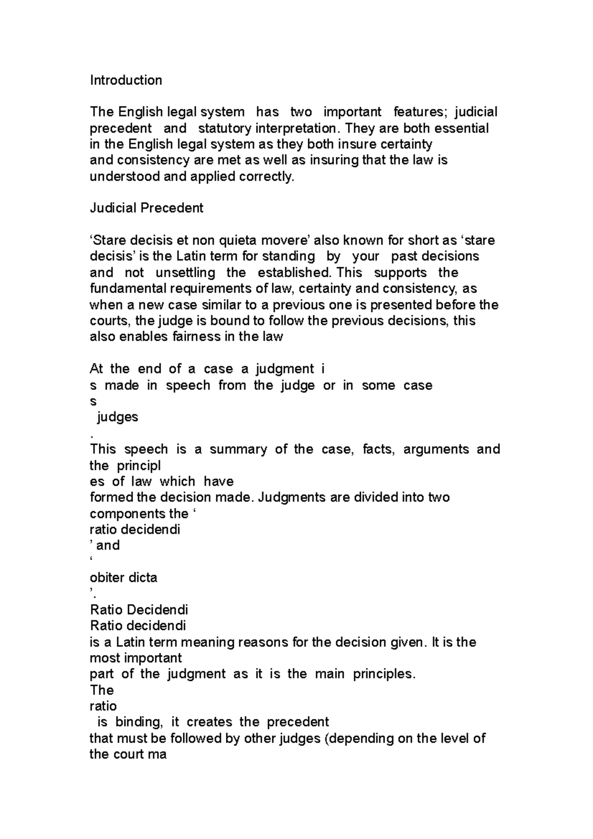 Introduction judicial - Introduction The English legal system has two ...
