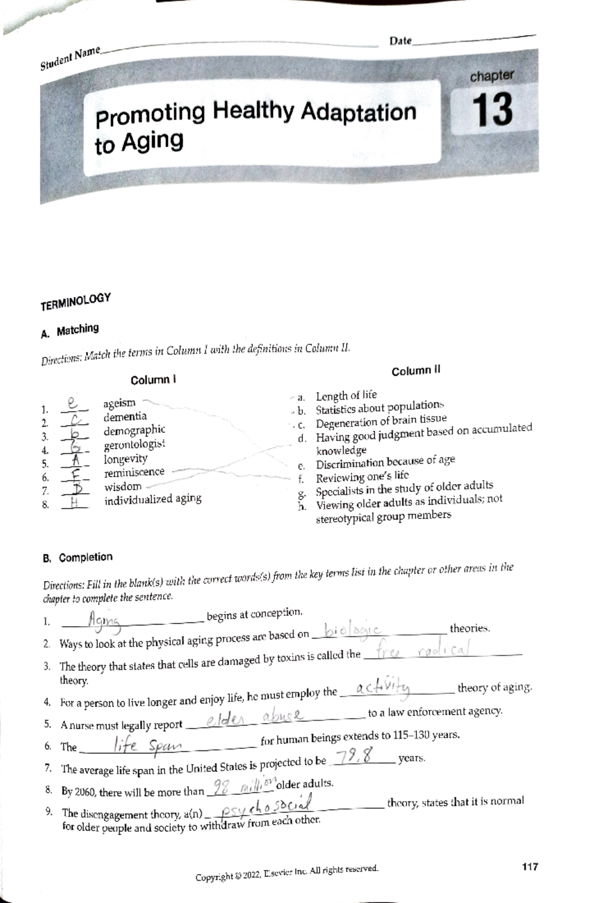 Ch13 Study Guide Fundamental of nursing 6th Williams - StudentName ...