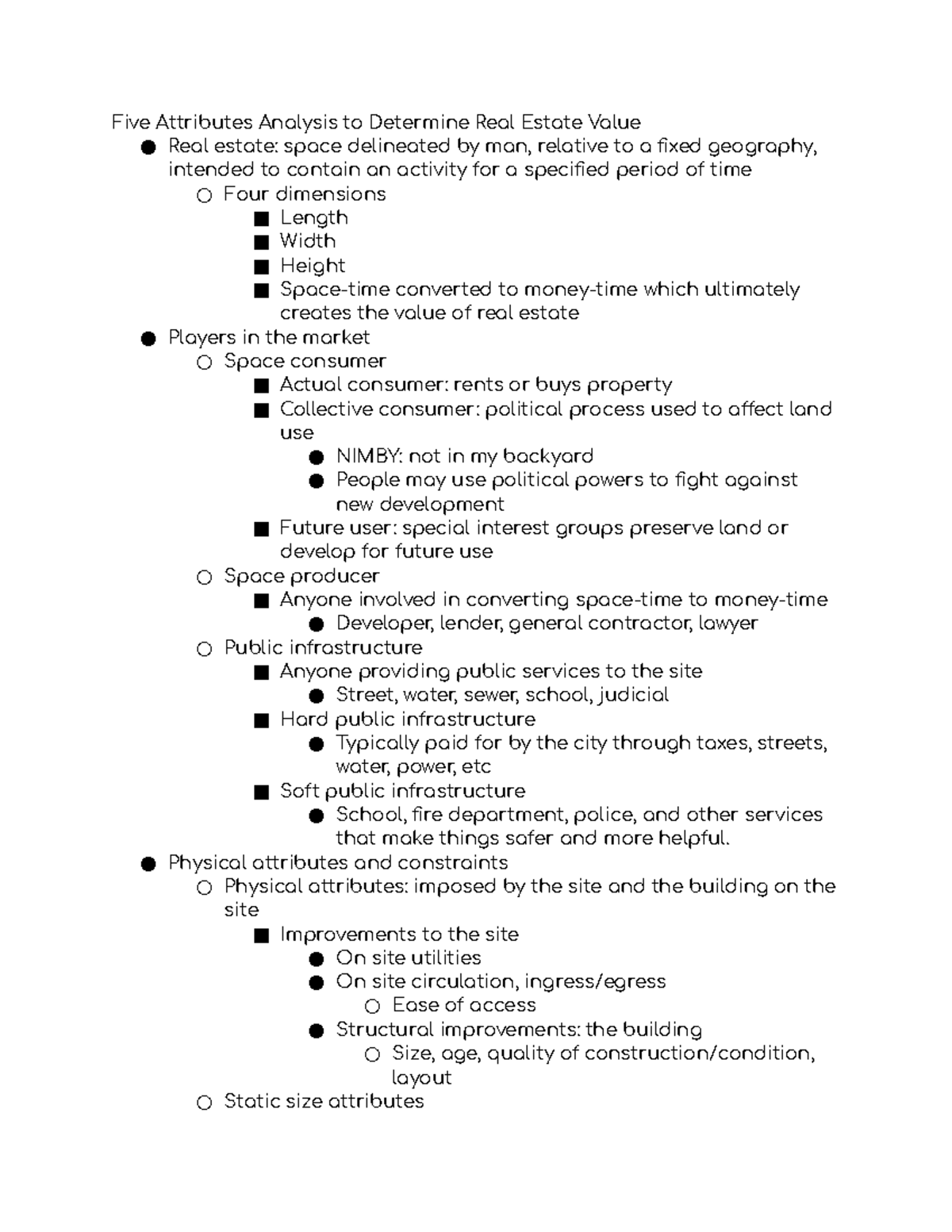 Five Attributes Analysis to Determine Real Estate Value Physical