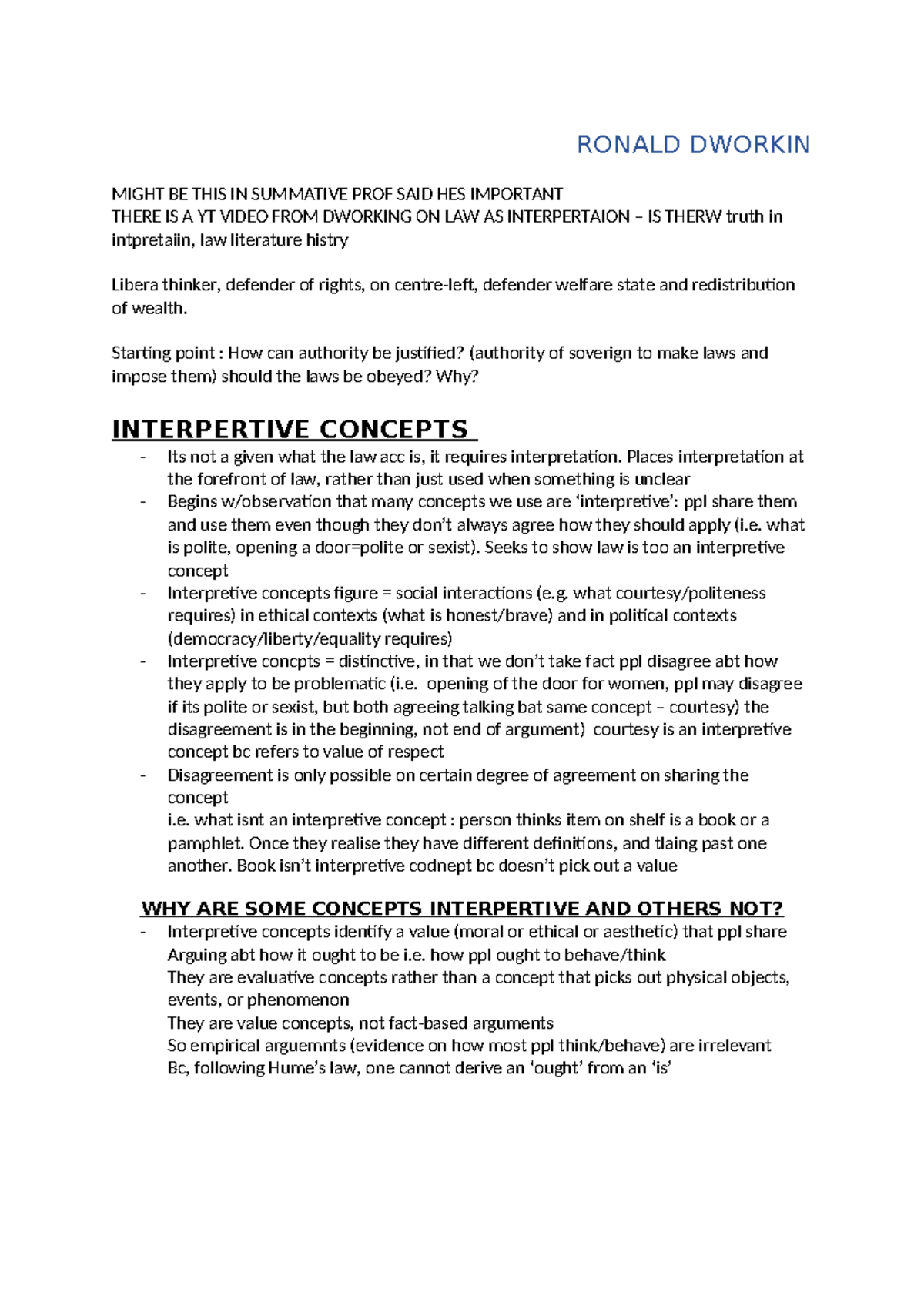 11. Ronald Dworkin - law as interpertation - RONALD DWORKIN MIGHT BE ...