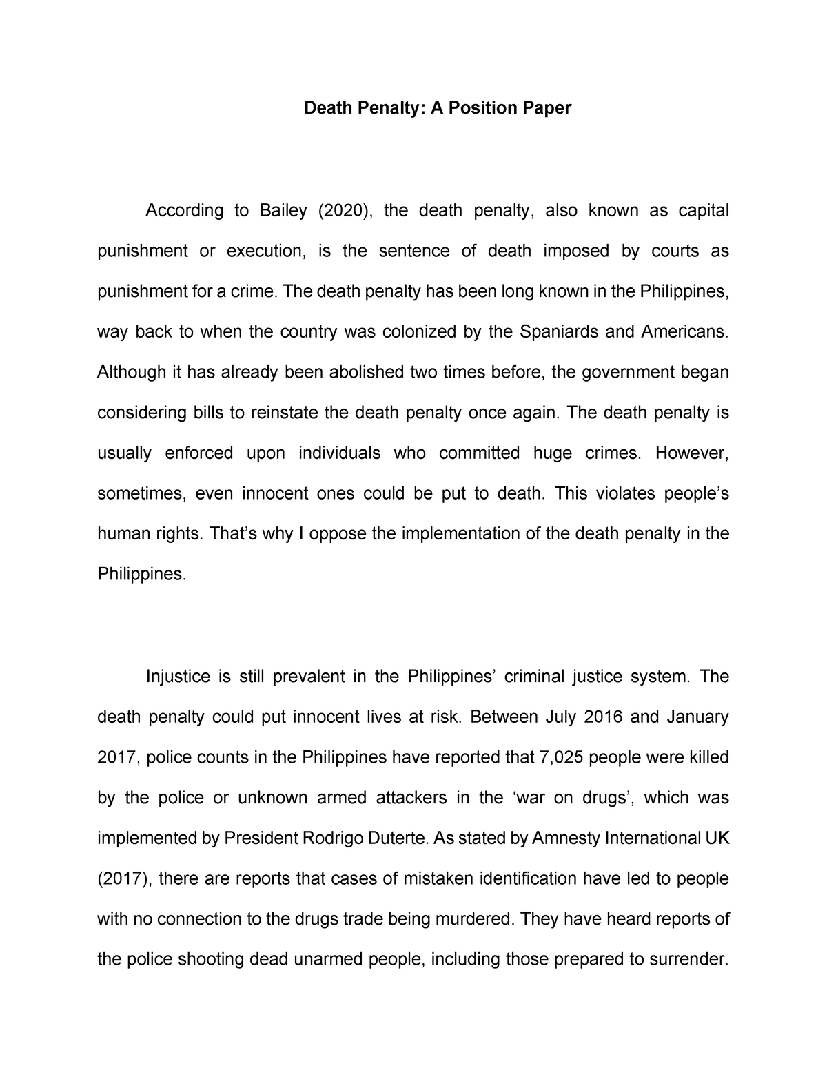 death penalty essay brainly tagalog