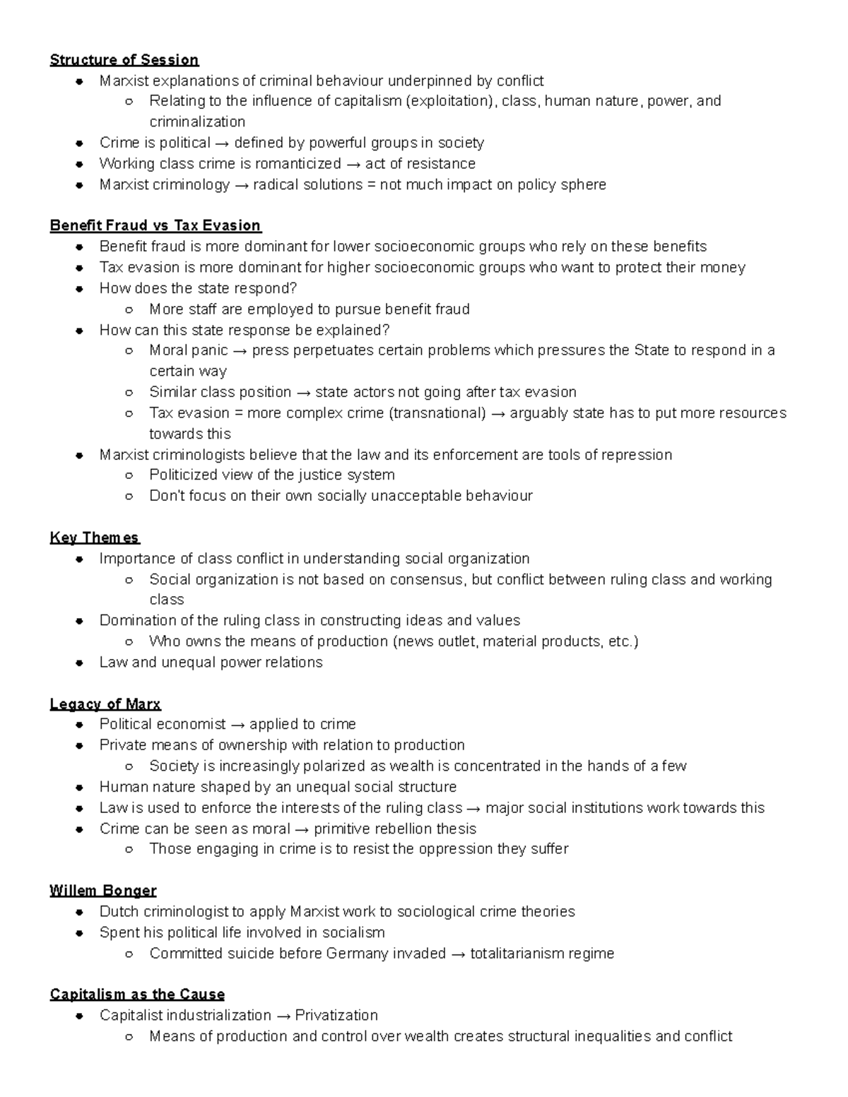 14 Bonger and a Political Economy of Crime - Structure of Session ...