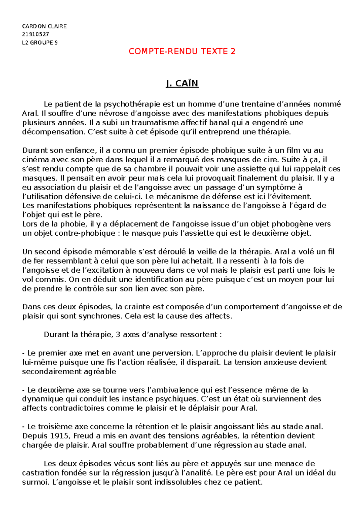 Compte-rendu Texte 2 - CARDON CLAIRE 21910527 L2 GROUPE 9 COMPTE-RENDU ...