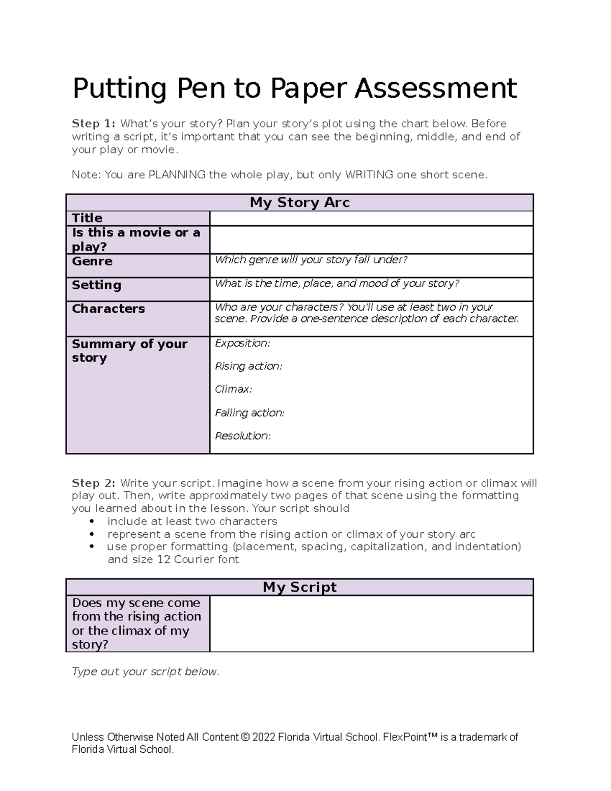 Pen paper assessment Putting Pen to Paper Assessment Step 1 What’s