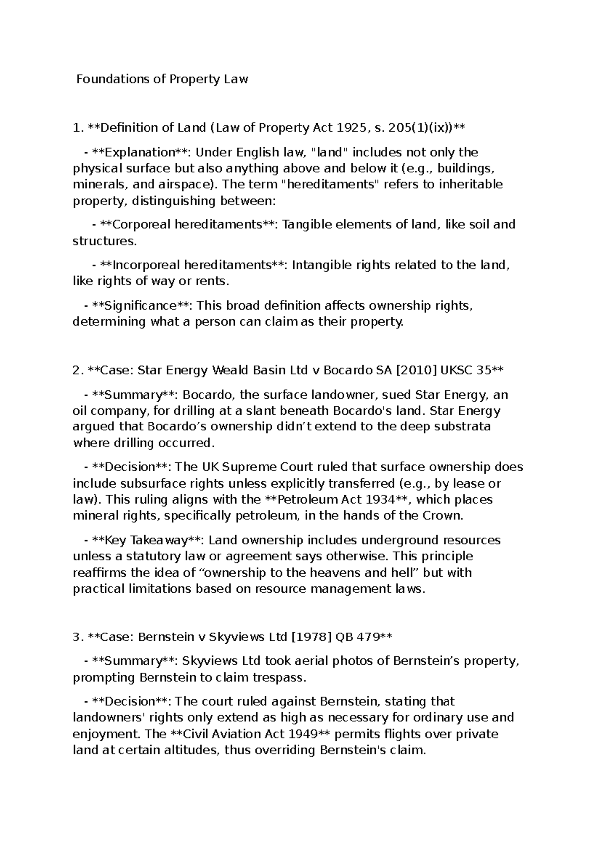 Notes for week 5 property, equity and trust - Foundations of Property ...