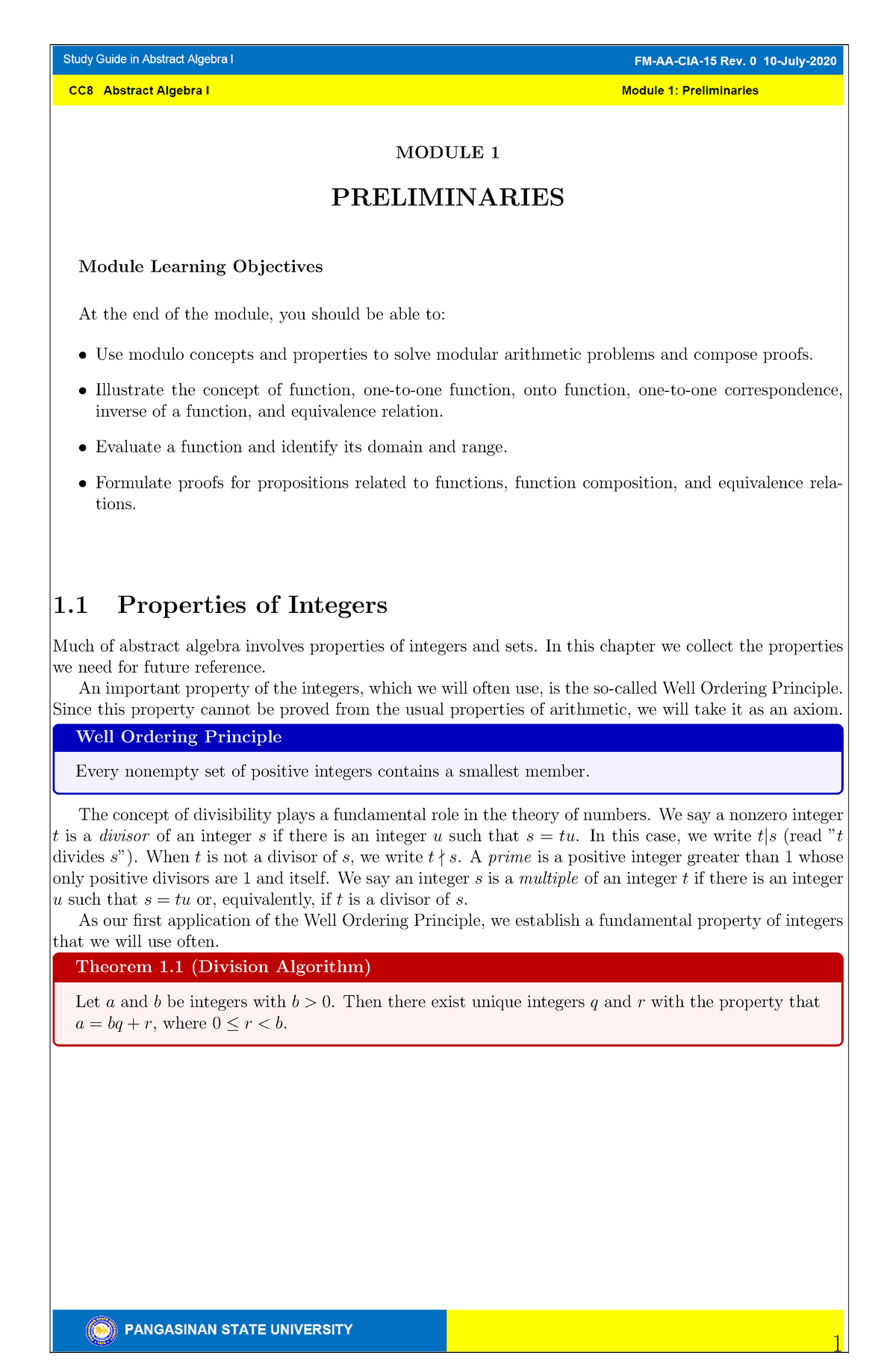 CC8 Module 1- ART - MODULE 1 PRELIMINARIES Module Learning Objectives ...