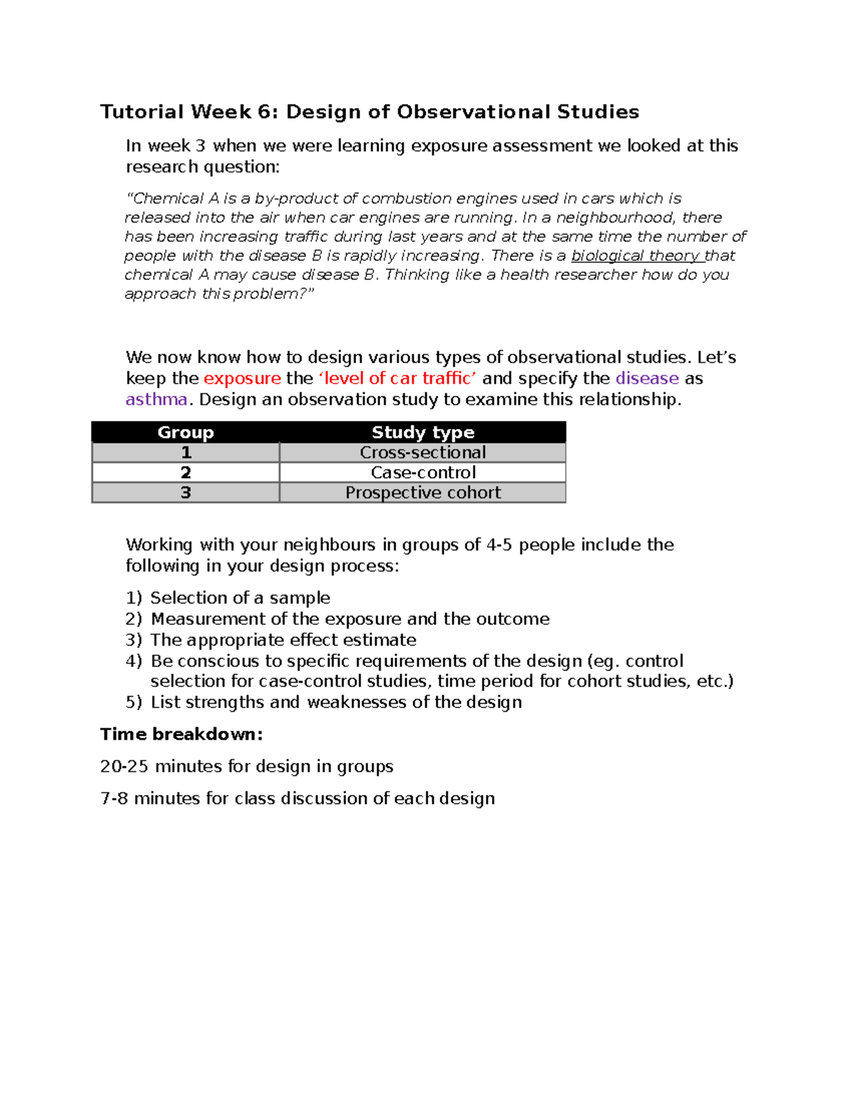 Tutorial Week 7 Design Observational Studies - Tutorial Week 6: Design ...
