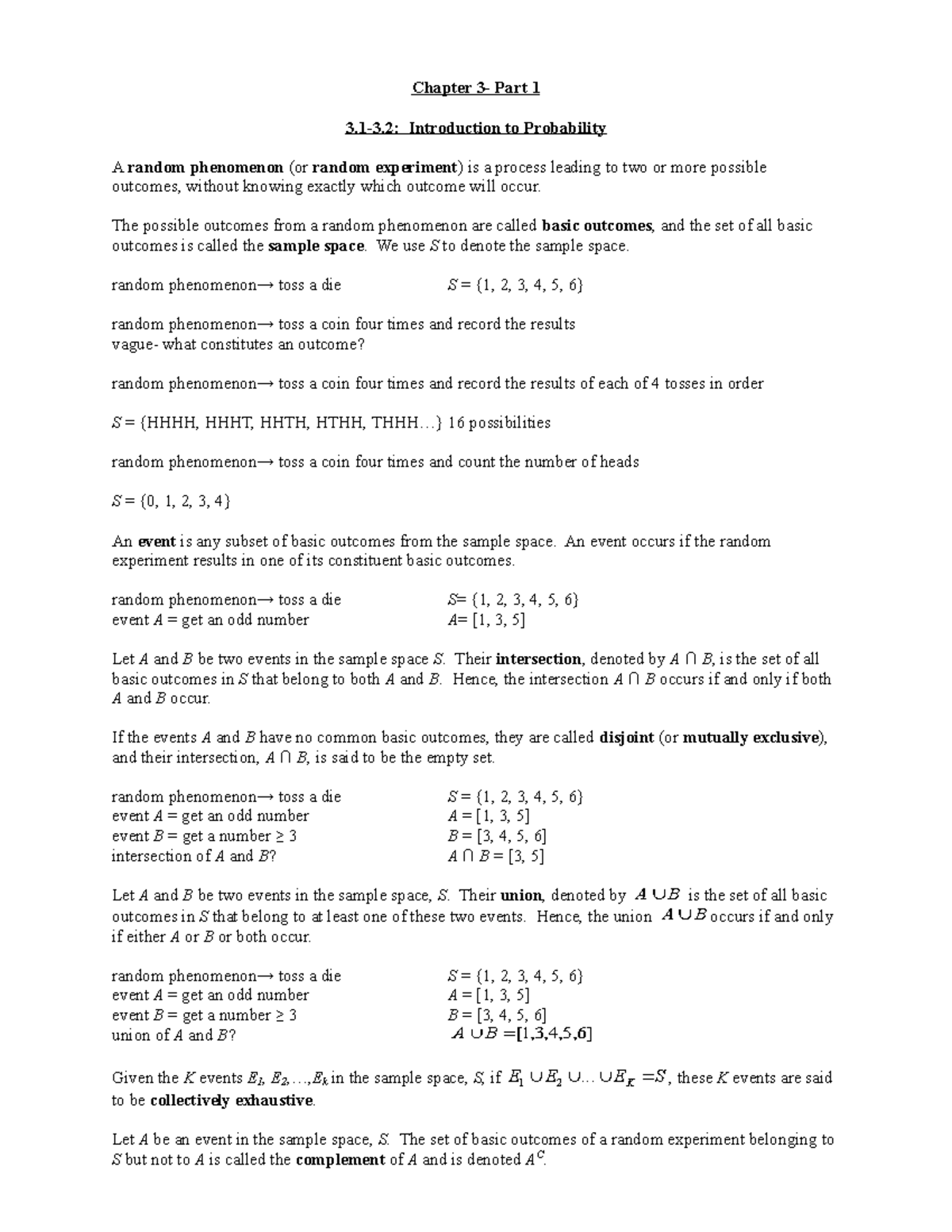Newbold chapter 3 part1 - Chapter 3- Part 1 3.1-3: Introduction to ...