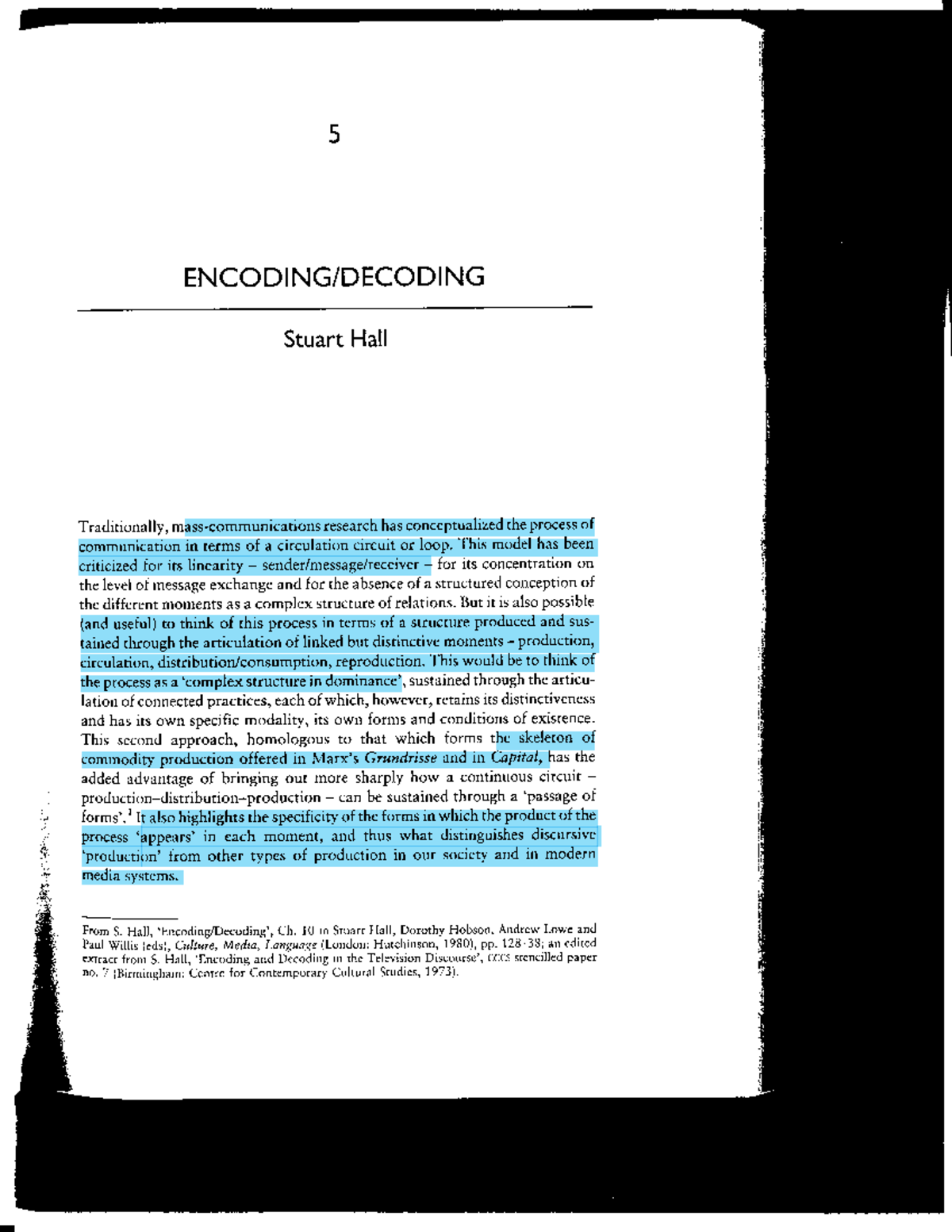 Encoding and decoding stuart-hall-1980 - 5 r: , ; ] rli i: .t: ts ...