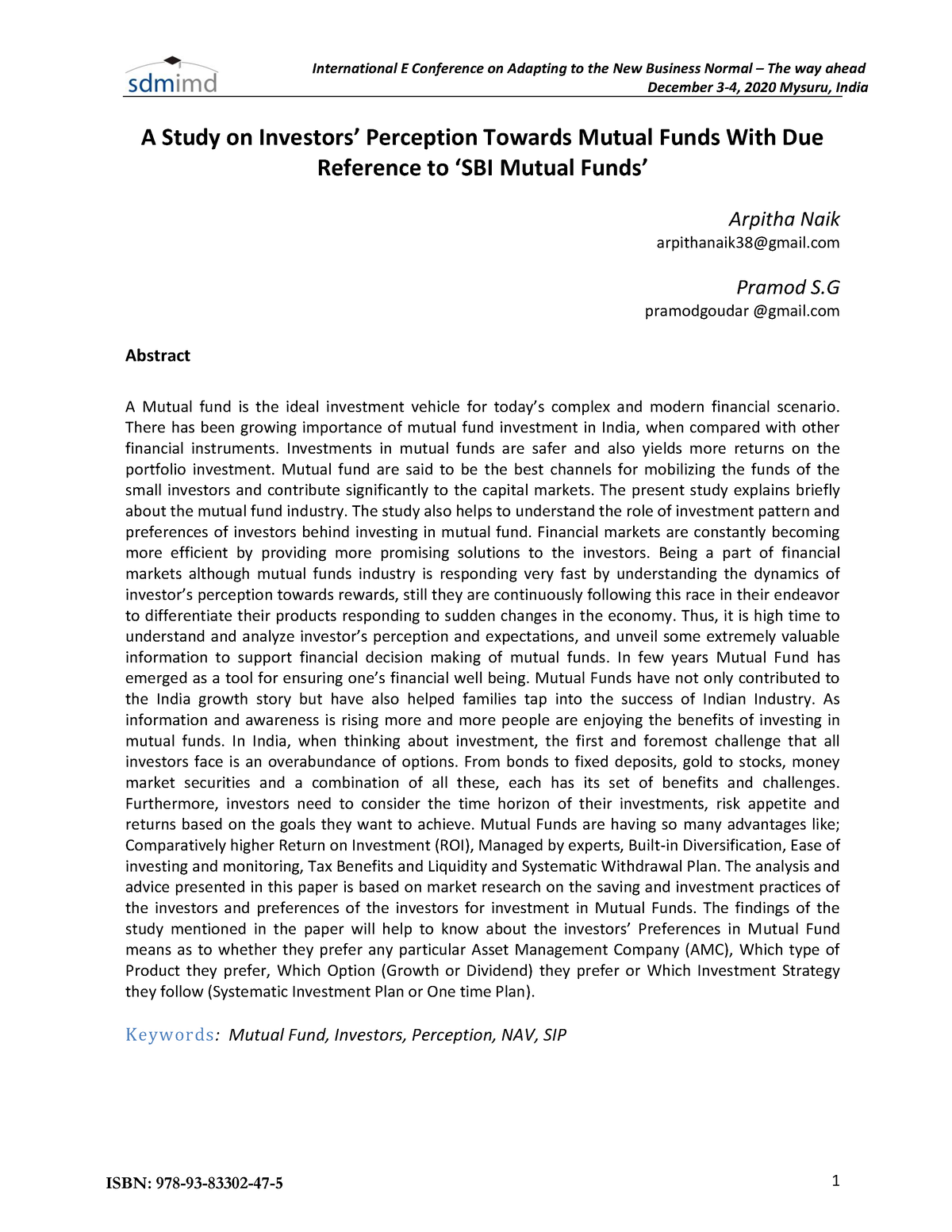 research papers on investors perception towards mutual funds