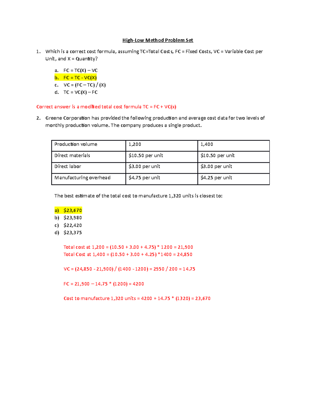 High-Low Method Definition