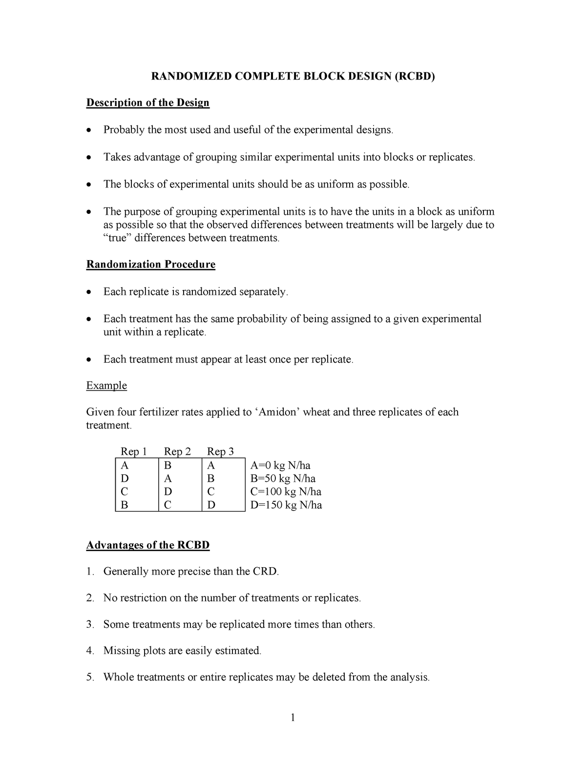 RCBD - designs - RANDOMIZED COMPLETE BLOCK DESIGN (RCBD) Description of ...