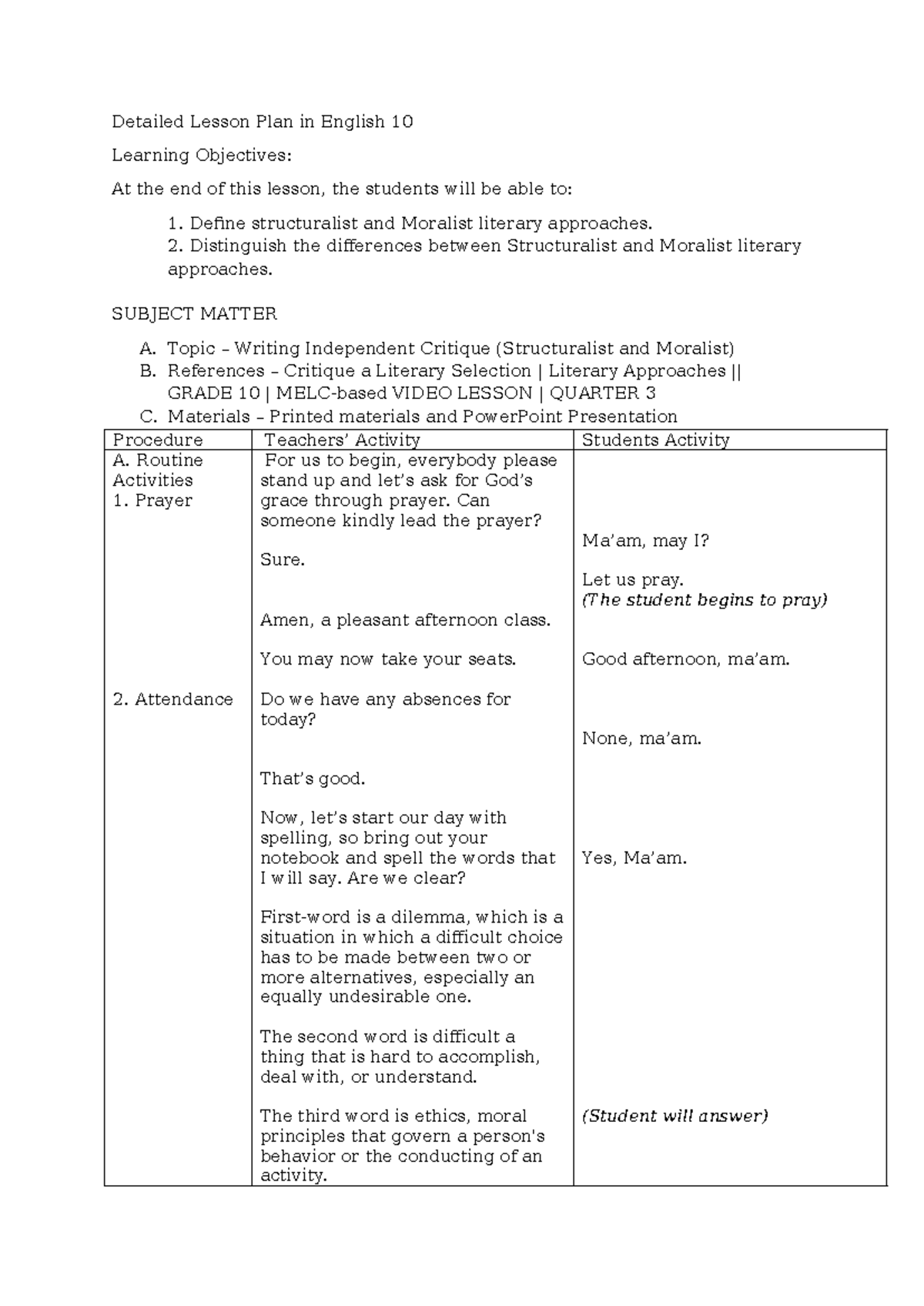 DLP-LT-2 - for practice teaching - Detailed Lesson Plan in English 10 ...