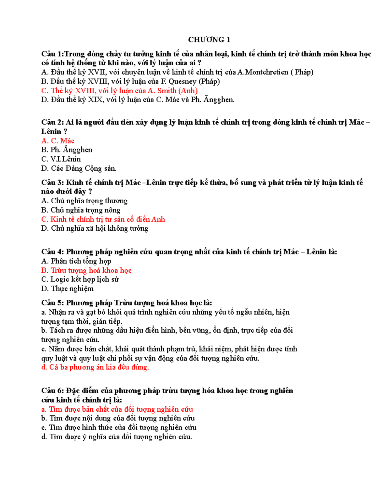 KTCT-thi - nsnnas - CHƯƠNG 1 Câu 1:Trong dòng chảy tư tưởng kinh tế của ...