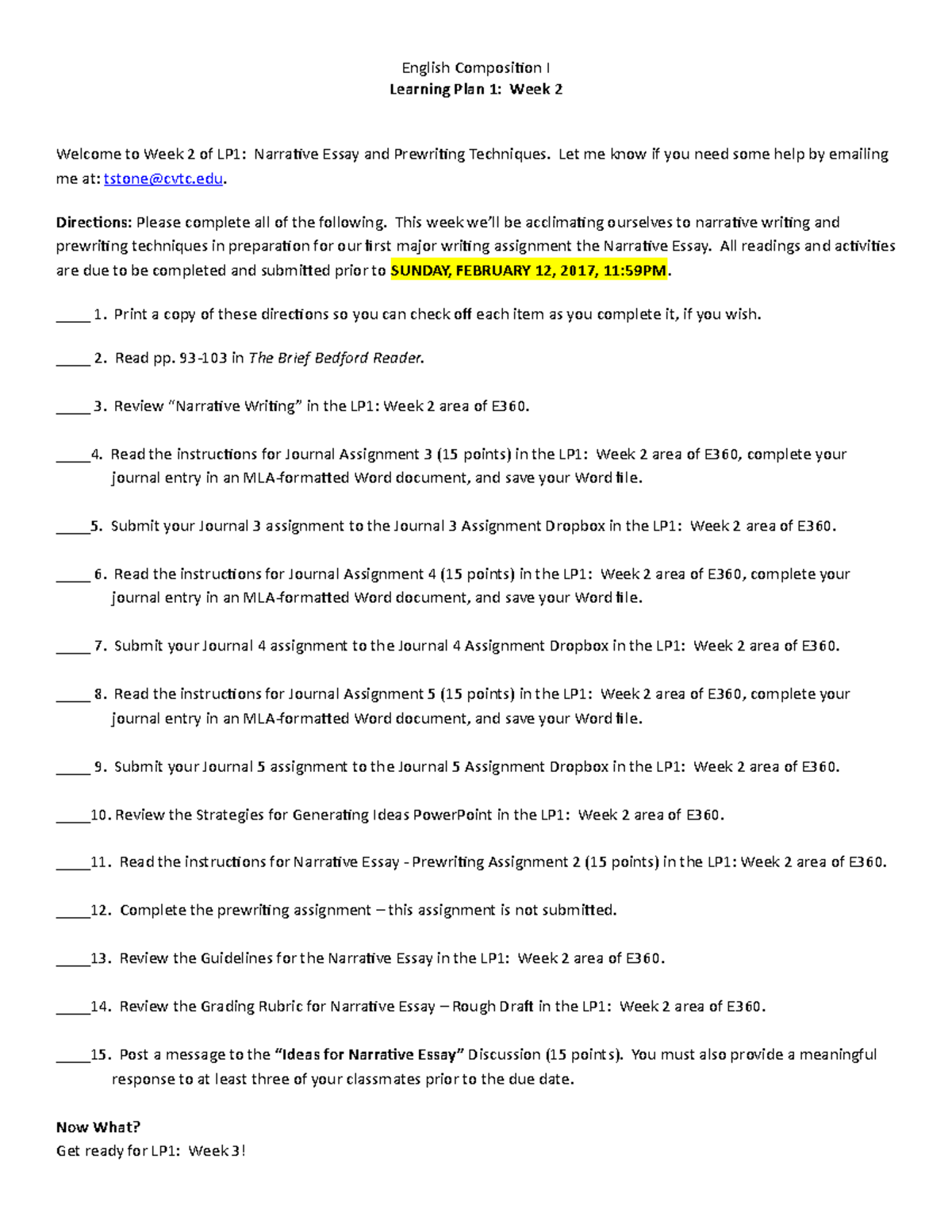 Lp1W2EC1 - week 2 learning plan 1 - Learning Plan 1: Week 2 English ...