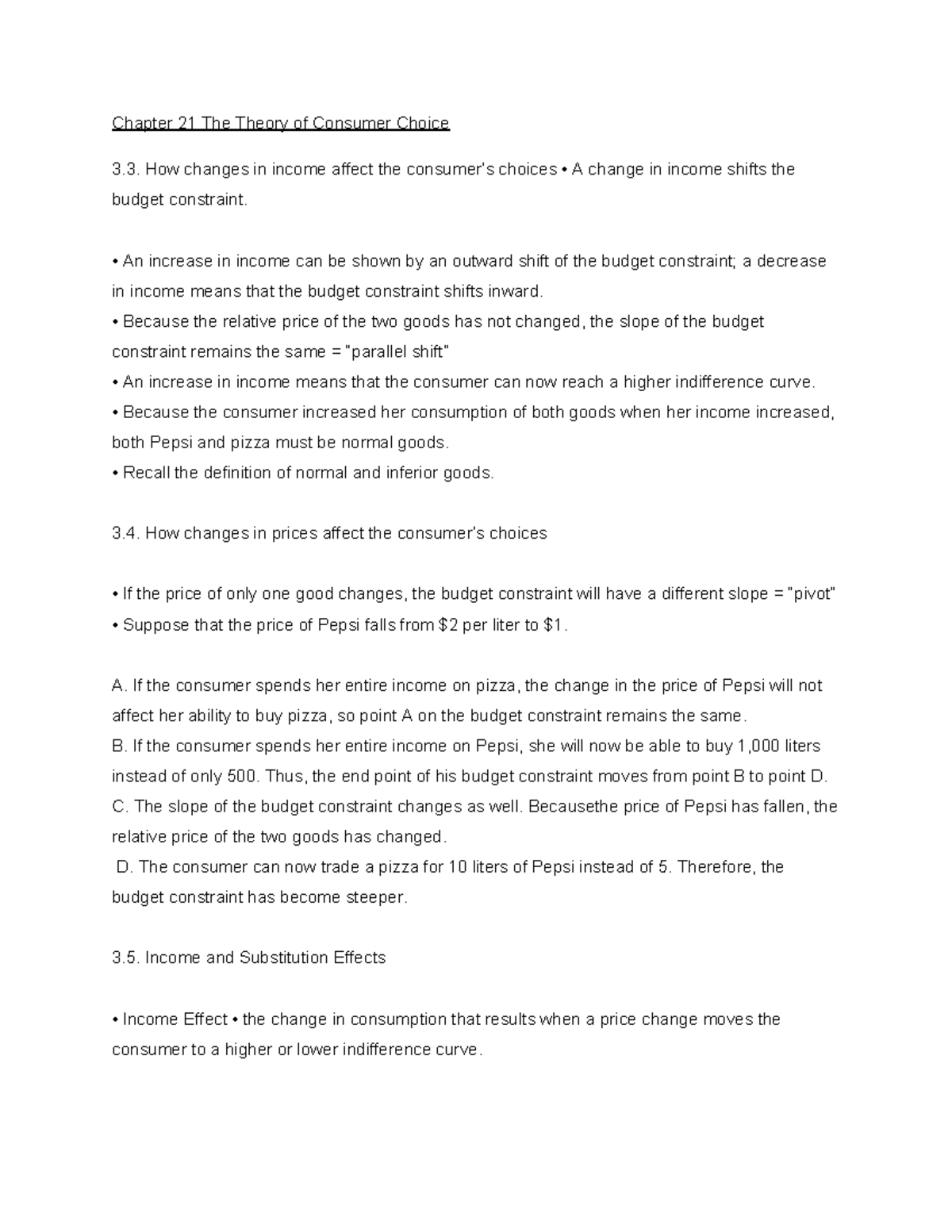 Micro Chapter 21 Notes - Chapter 21 The Theory Of Consumer Choice How ...