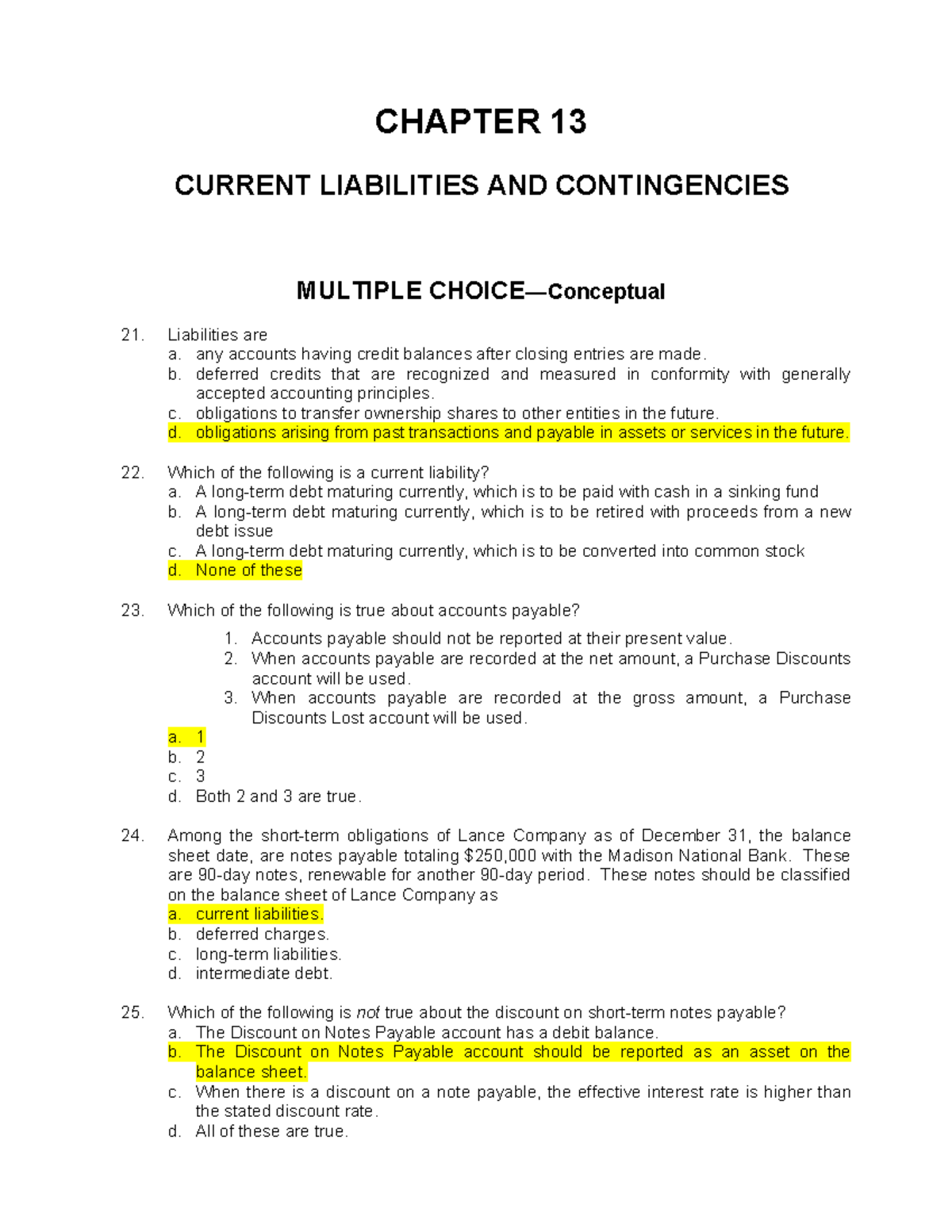 Chapter 13 Current Liabilities AND Conti - CHAPTER 13 CURRENT ...