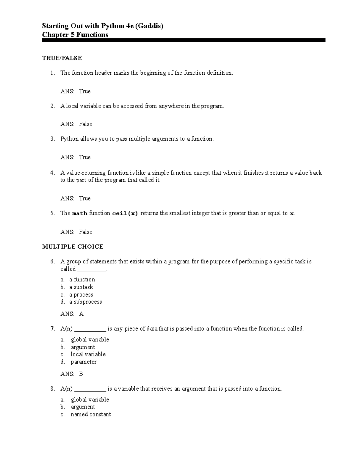 Ch05 - stdufcjykvgbhl - Starting Out with Python 4e (Gaddis) Chapter 5 ...