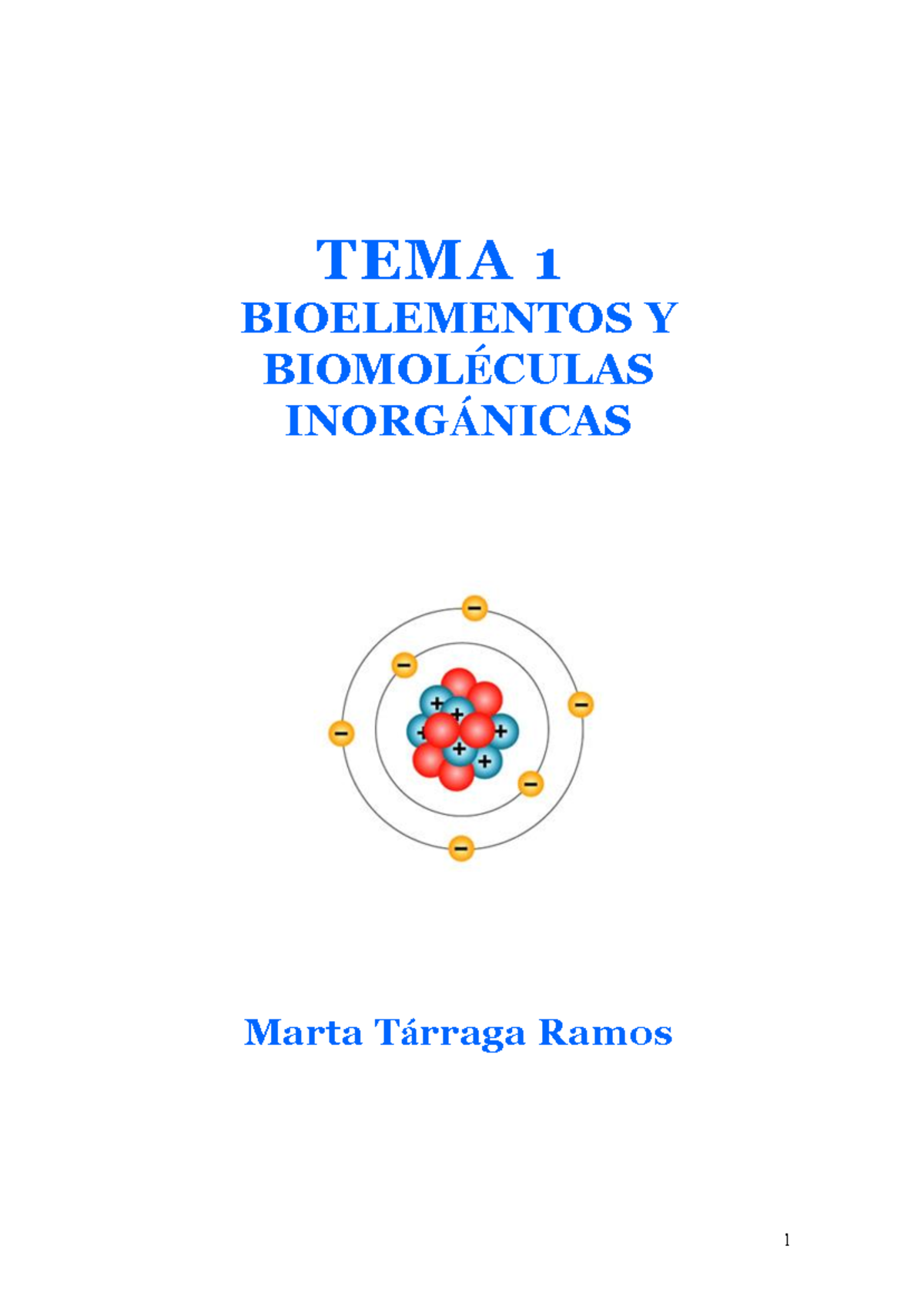 Tema 1. Bioelementos Y Biomoléculas Inorgánicas - TEMA 1 BIOELEMENTOS Y ...