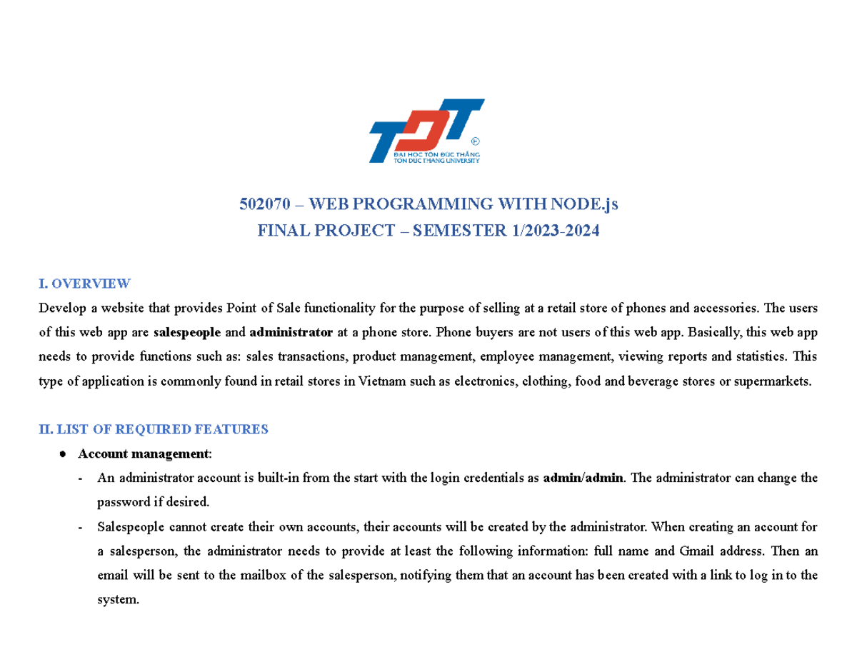 Nodejs Final Projects HK1 - 2023-2024 - 502070 – WEB PROGRAMMING WITH ...