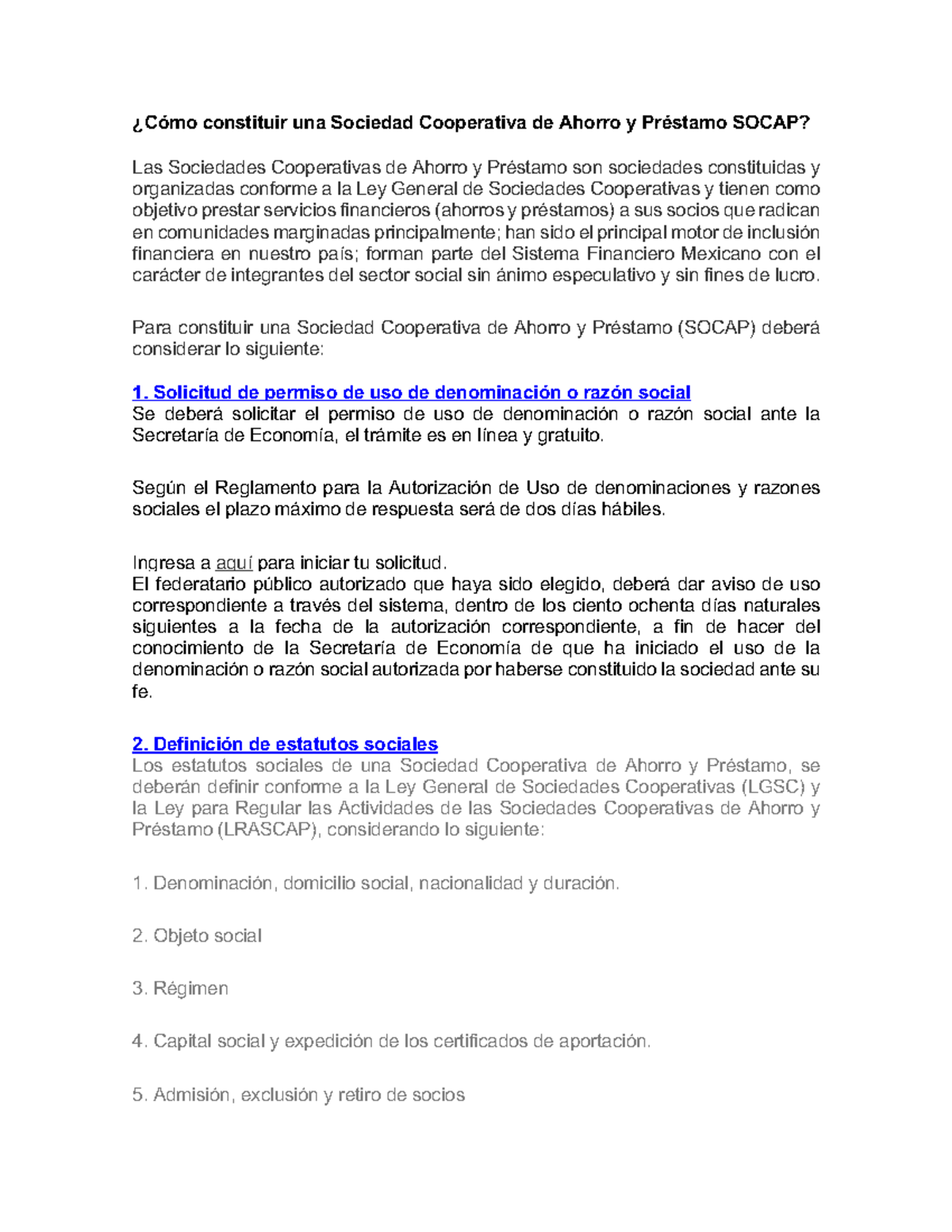 Cómo Constituir Una Sociedad Cooperativa De Ahorro Y Préstamo Socap ...