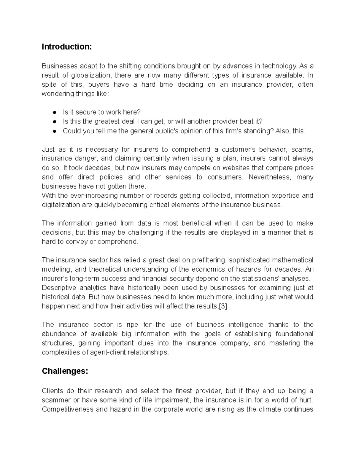 Insurance and Big Data - Task is related to Bid Data - Introduction ...