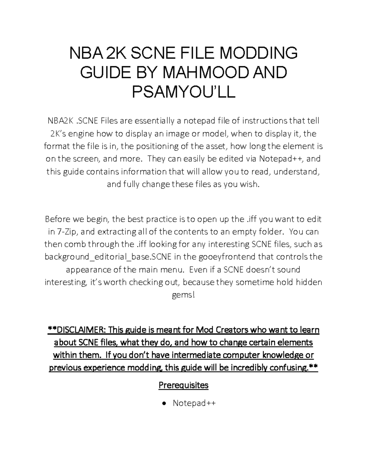 SCNE Modding Guide by Mahmood and Psamyoull - NBA 2K SCNE FILE MODDING ...