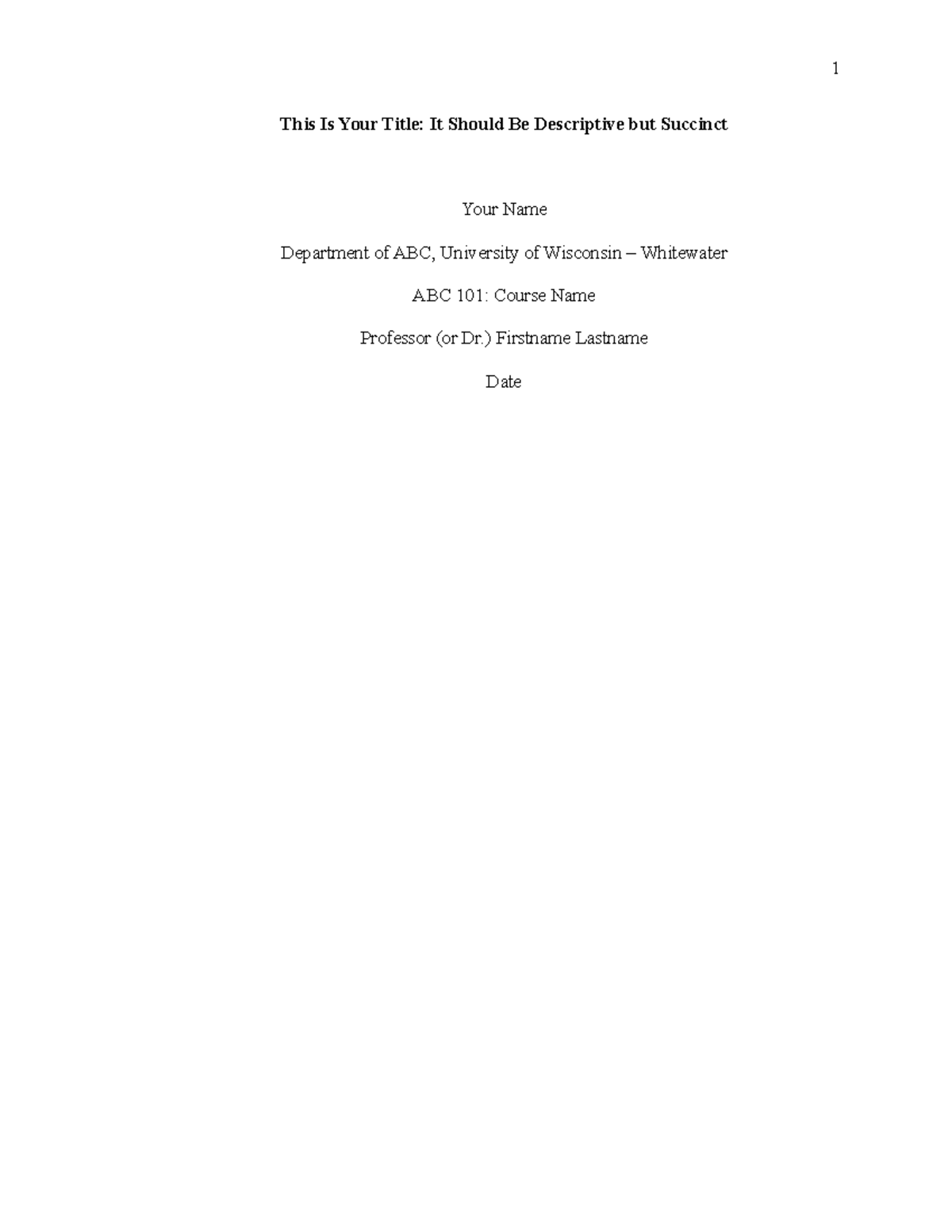 APA Template 7th edition for students - This Is Your Title: It Should ...