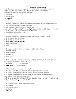 CFAS Midterm No Asnwer - Practice - Overview Of Accounting It Refers To ...