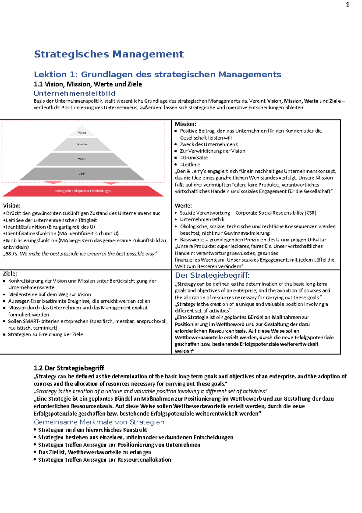 Strategisches Management Strategisches Management Lektion 1 Grundlagen Des Strategischen