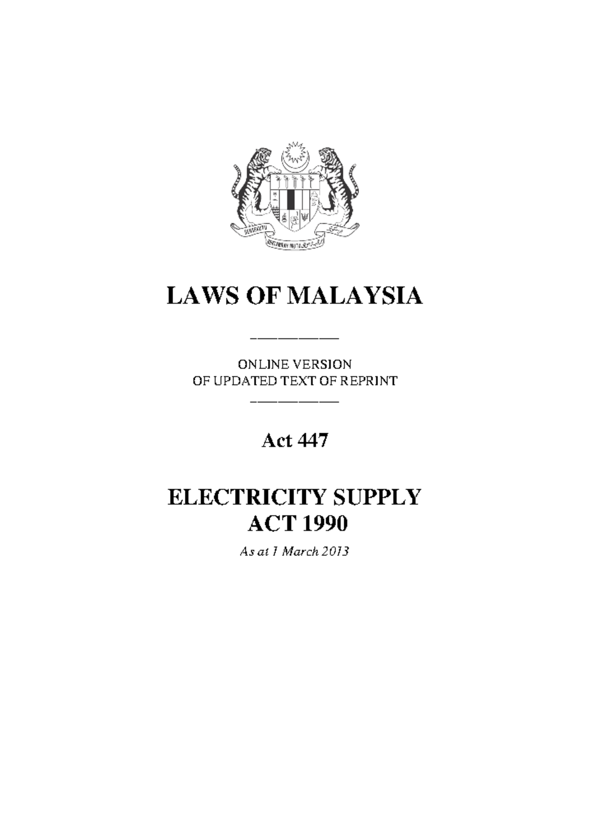 Electricity Supply Act 1990 Commercial Law MMU Studocu