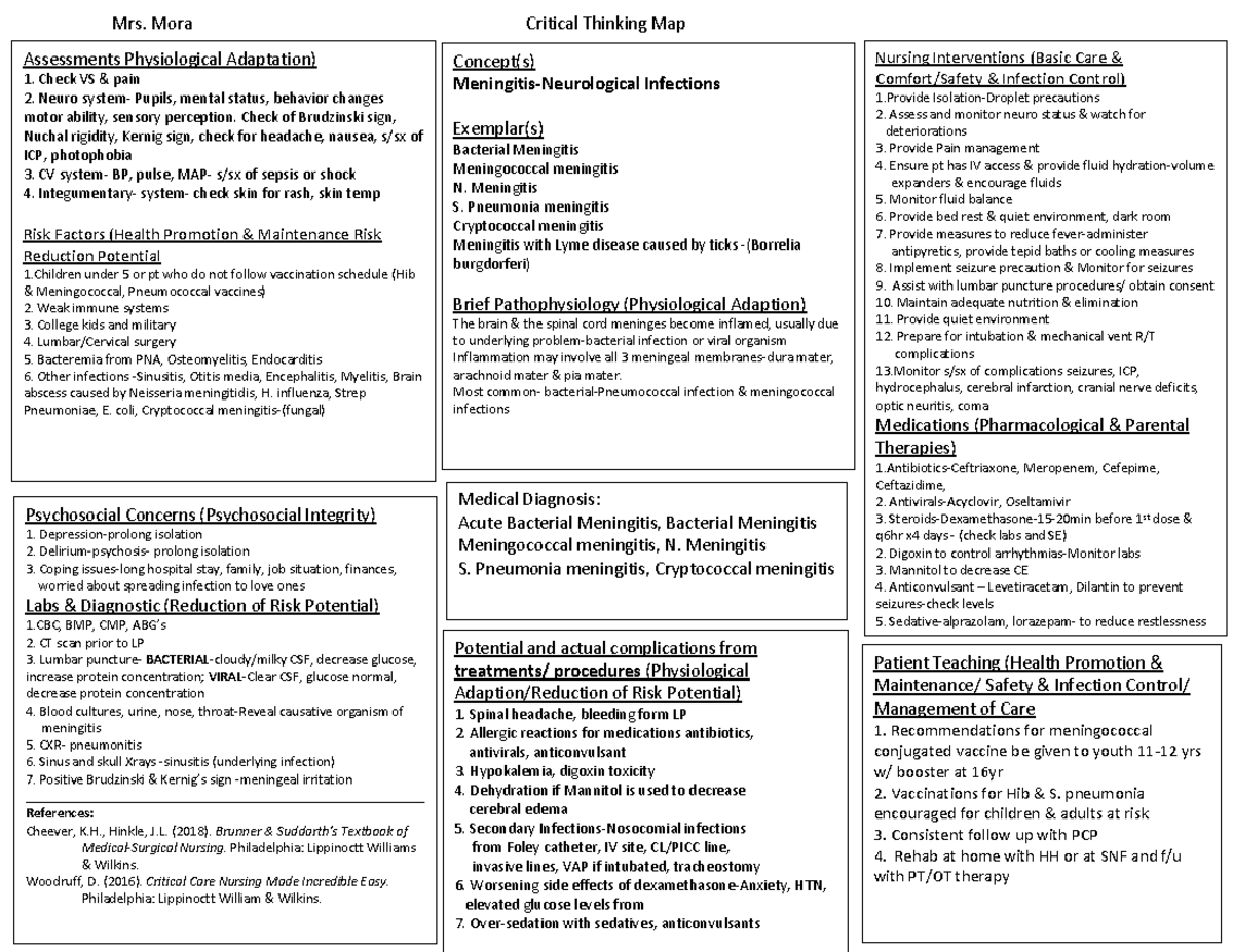 Menigitis information - Mrs. Mora Critical Thinking Map 1 Assessments ...