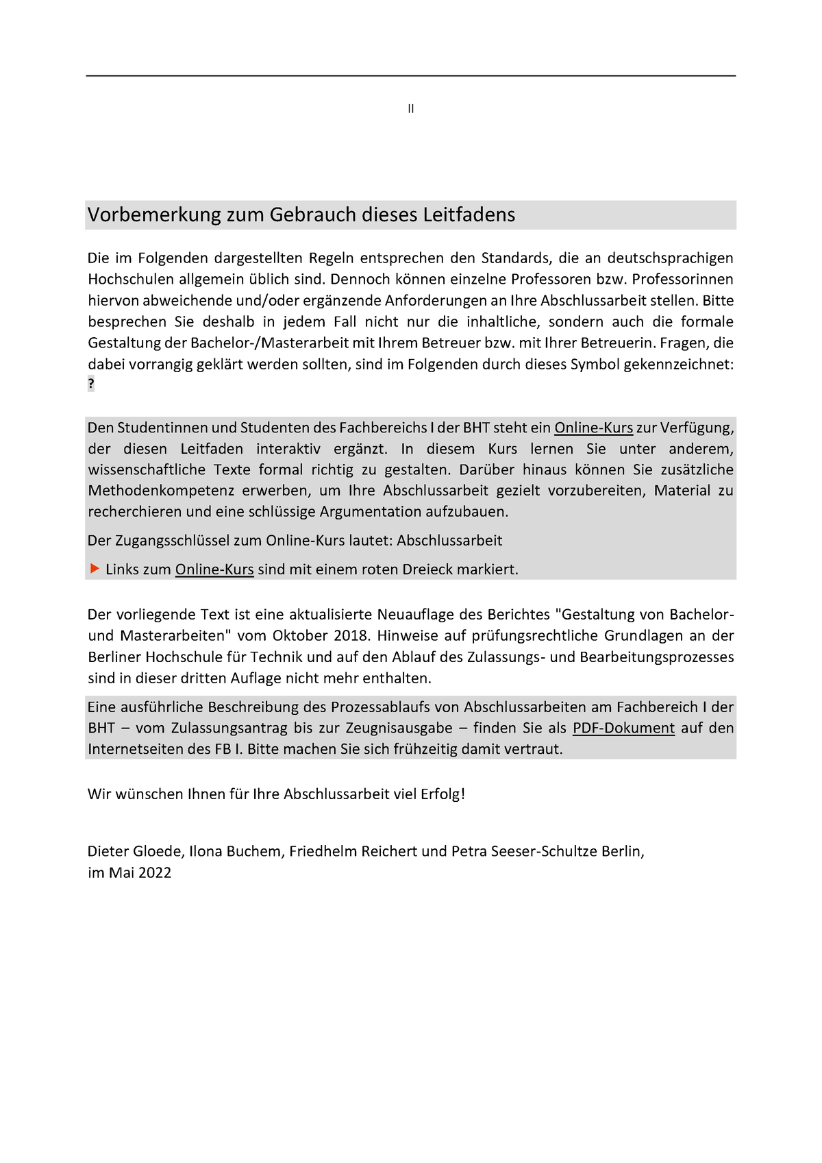 Gestaltung Von Bachelor- Und Masterarbeiten - II Vorbemerkung Zum ...