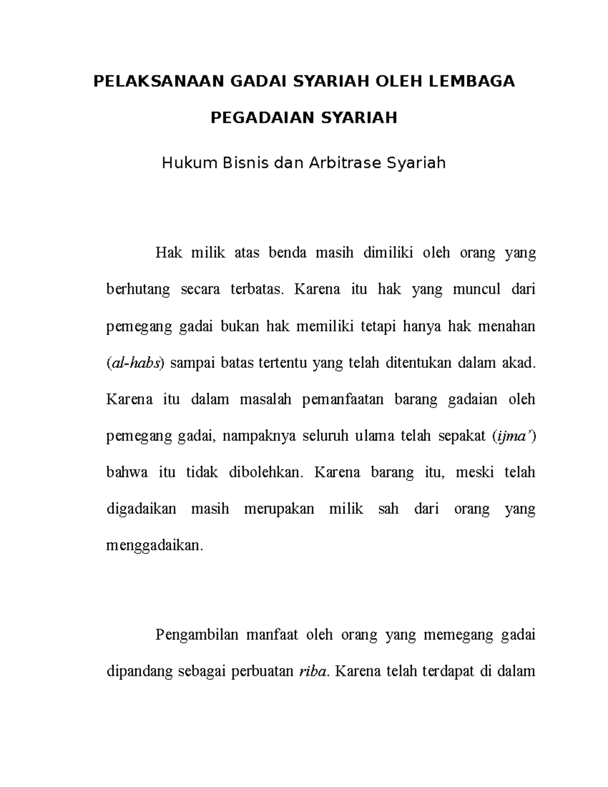 Pelaksanaan gadai syariah oleh lembaga pegadaian syariah 4