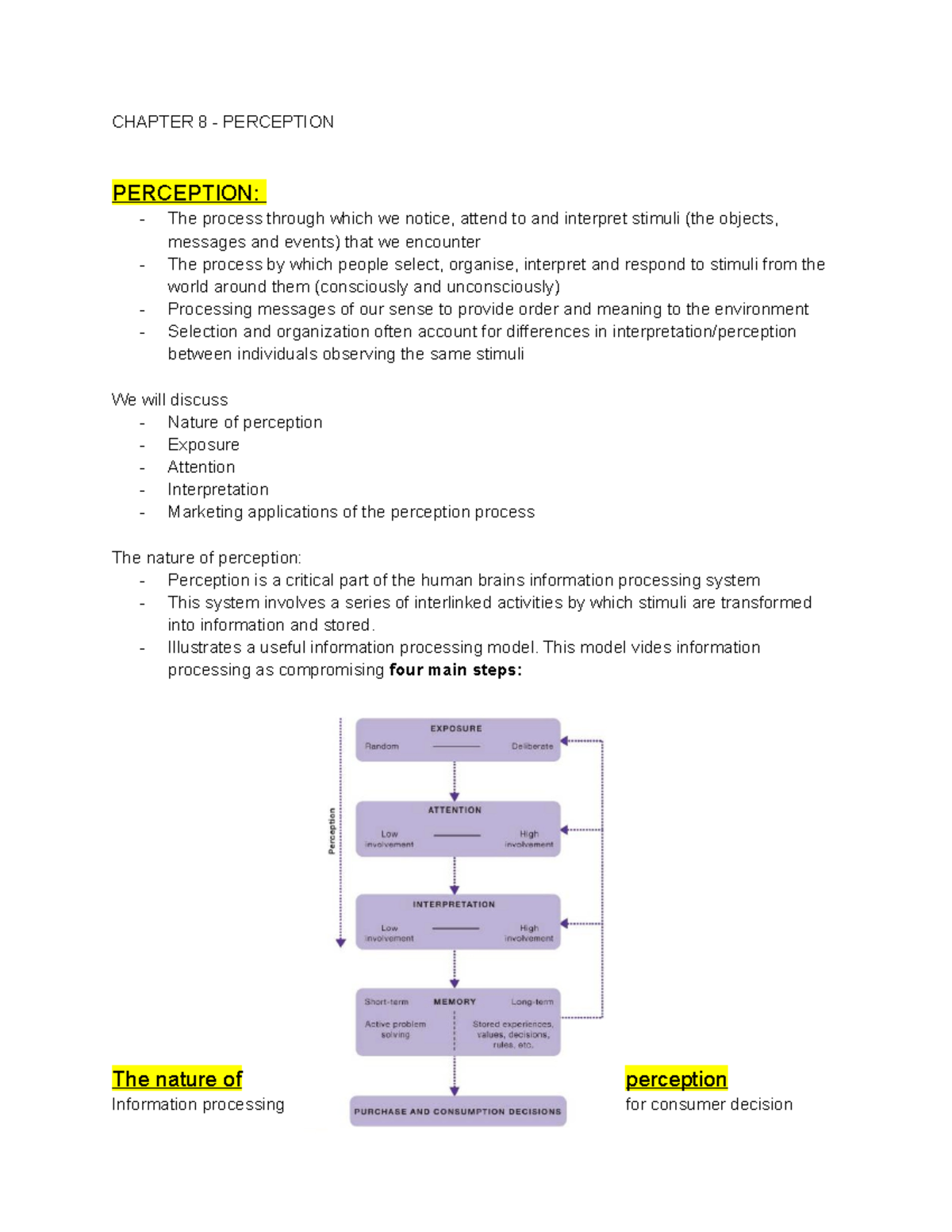 Chapter 8 - Service quality - CHAPTER 8 - PERCEPTION PERCEPTION: The ...