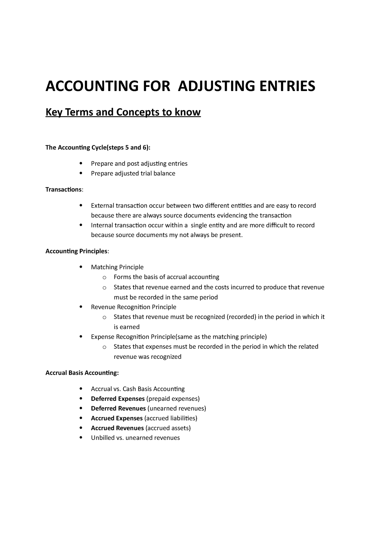 Accounting For Adjusting Entries Accounting For Adjusting Entries Key Terms And Concepts To 7118