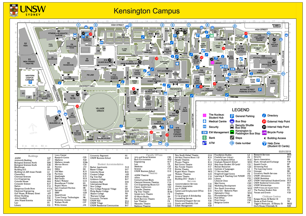 Kensington Campus - Unsw map - 7 In H I 4""