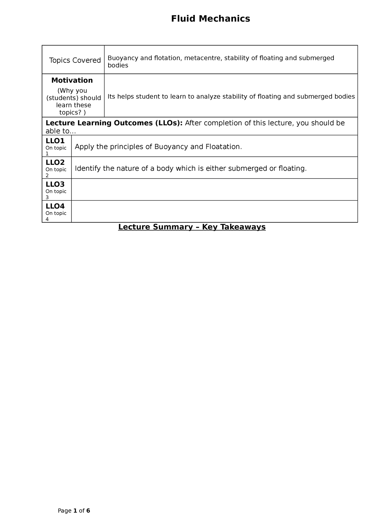 Buoyancy And Flotation - .. LLO On Topic 1 Apply The Principles Of ...