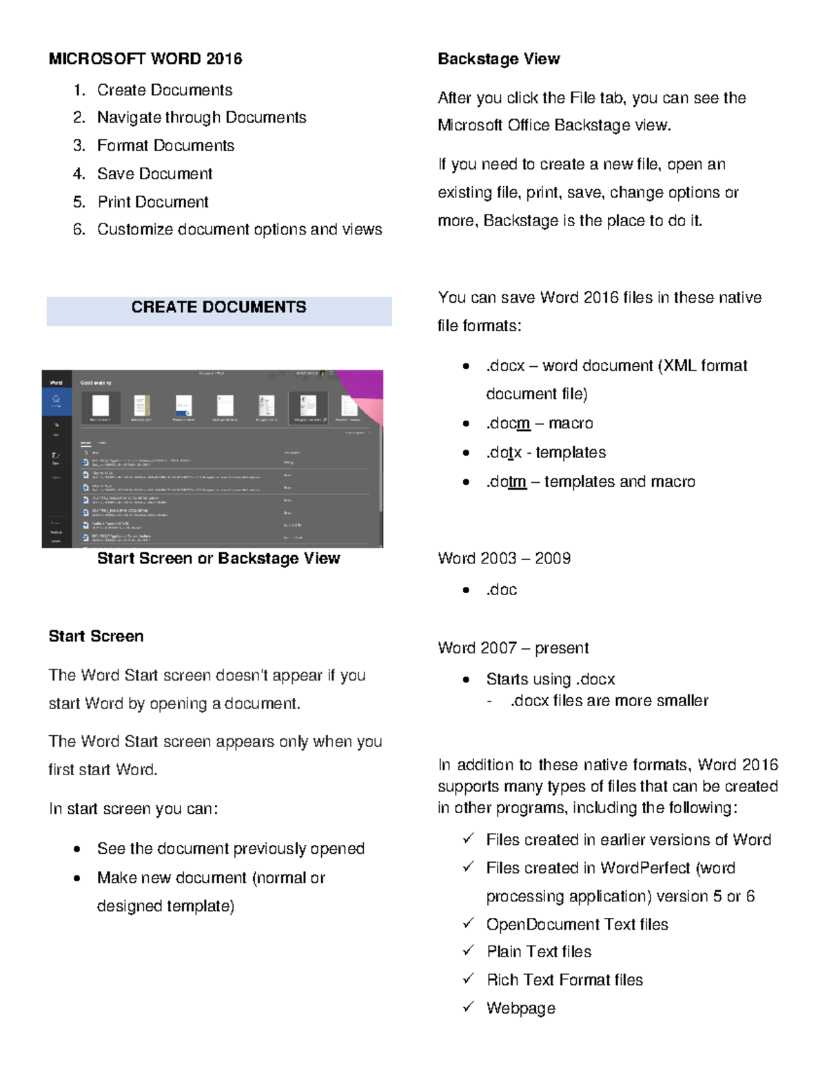 IT Application Tools - MICROSOFT WORD 2016 Create Documents Navigate ...