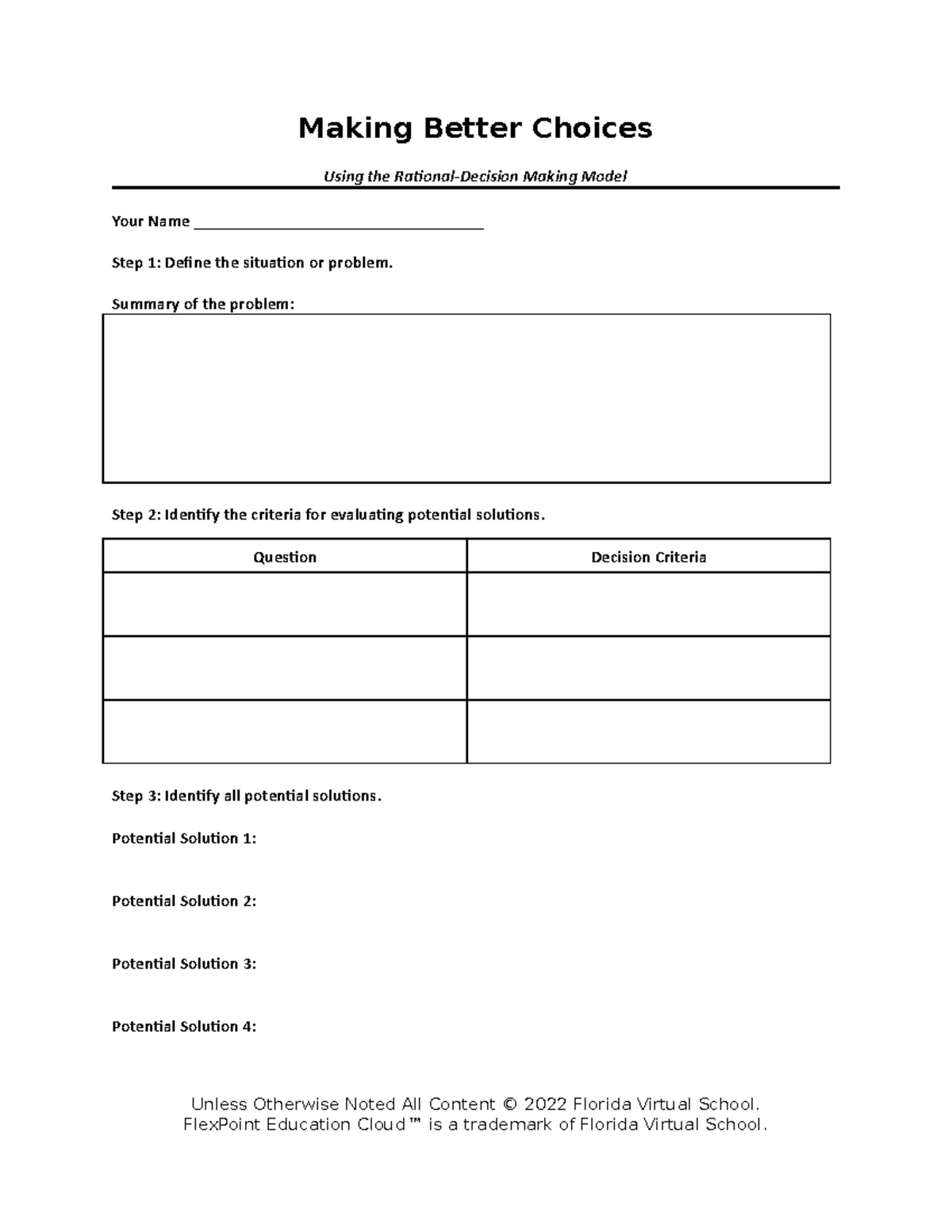 Making better choices assignment template - Making Better Choices Using ...
