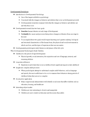 Developmental Psyc Notes 6 - Mechanistic model - describes human ...