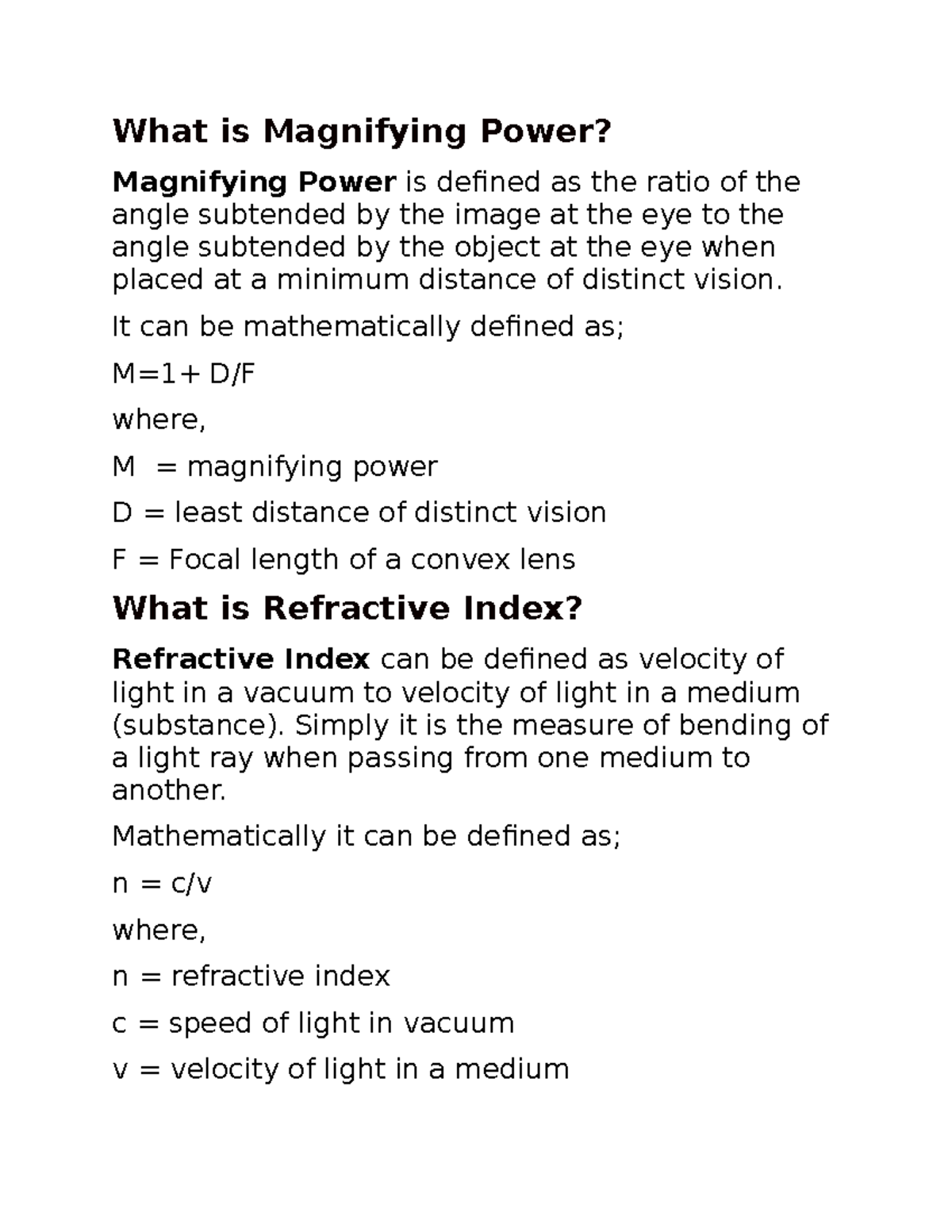 Bio 33 Notes What is Magnifying Power? Magnifying Power is defined