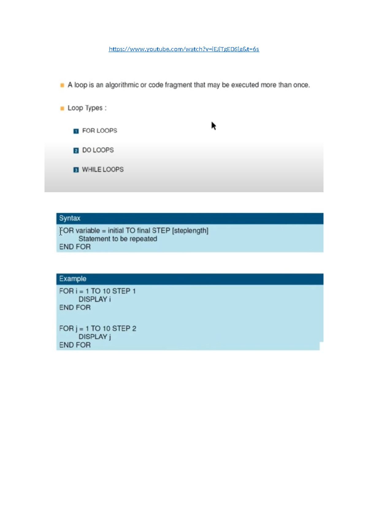 For loop - loops - A loop is an algorithmic or code fragment that may ...