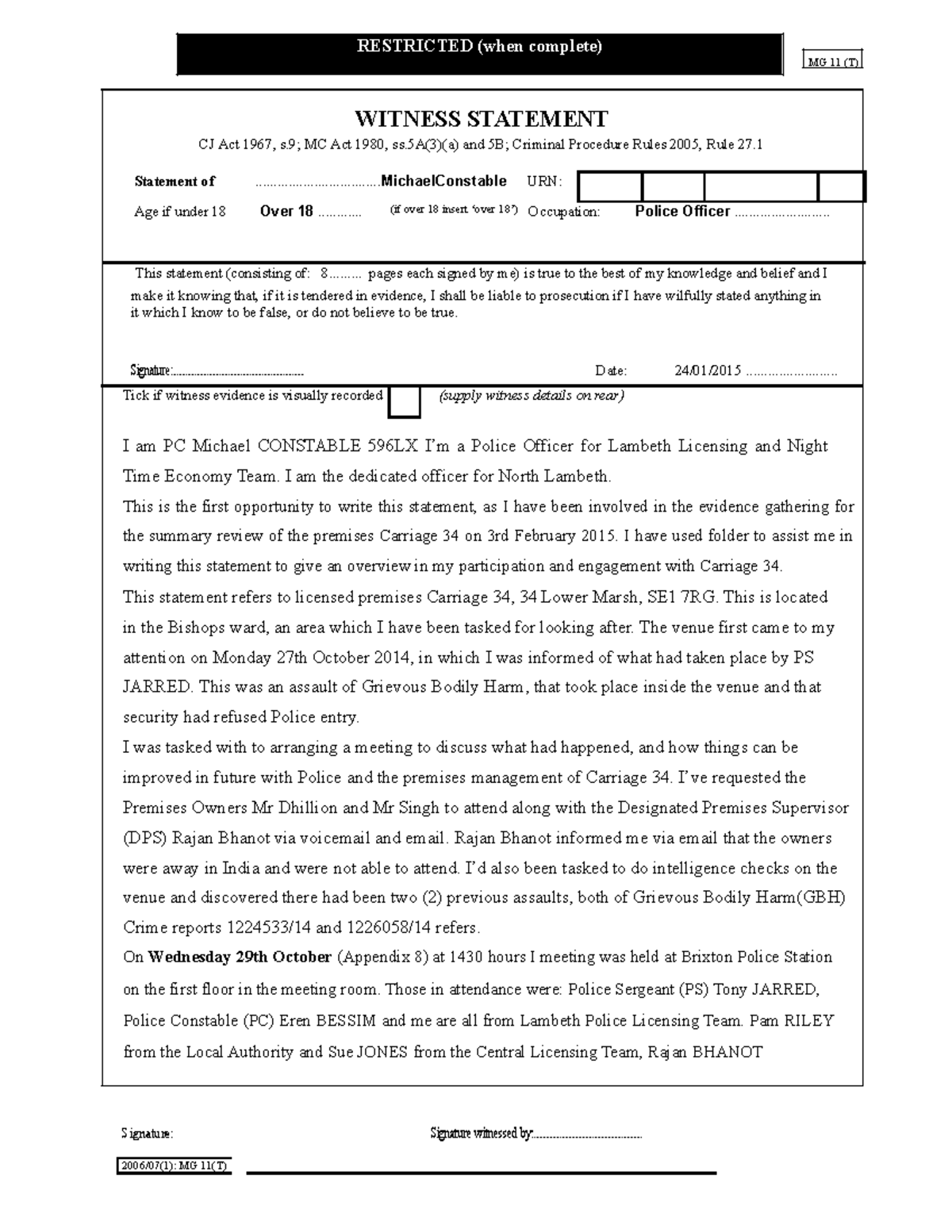 Witness statement form 02 - RESTRICTED (when complete) MG 11 (T ...