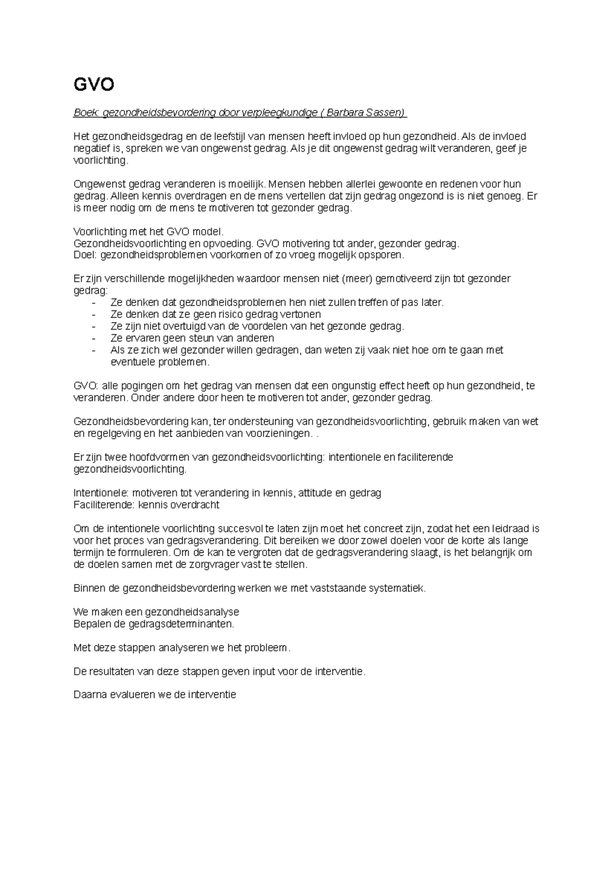 GVO samenvatting Uitleg over GVO (gezondheidsvoorlichting) Voeding