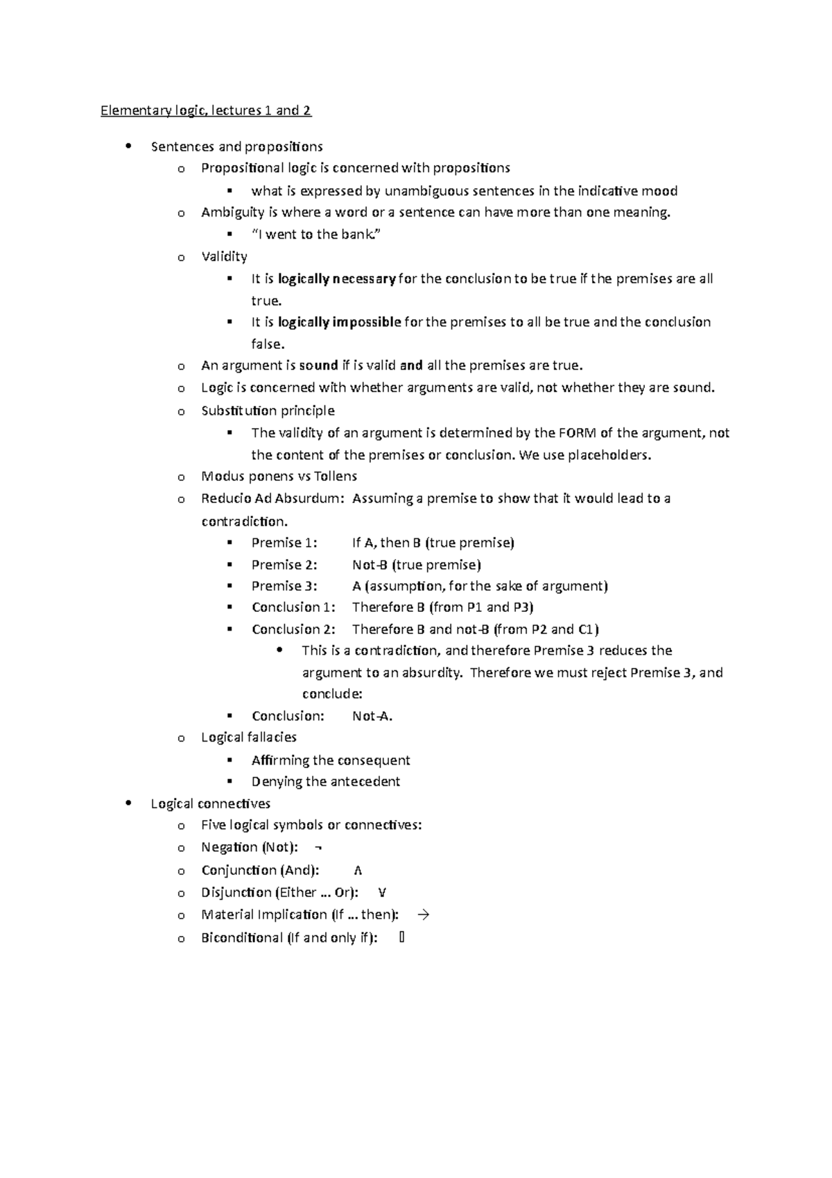 Lecture 1 And 2 Good Elementary Logic Lectures 1 And 2 Sentences Lecture 1 And 2 Good Elementary Logic Lectures 1 And 2 Sentences