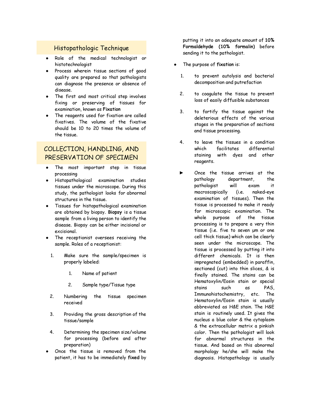 Histopath Laboratory - about the collection, handling, and preservation ...