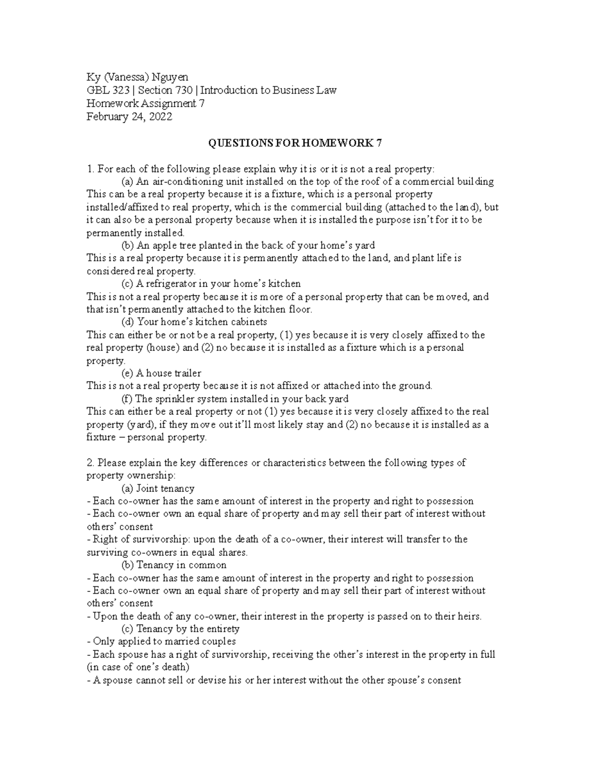 Homework 7 Assignment revised 2-24 - Ky (Vanessa) Nguyen GBL 323 ...