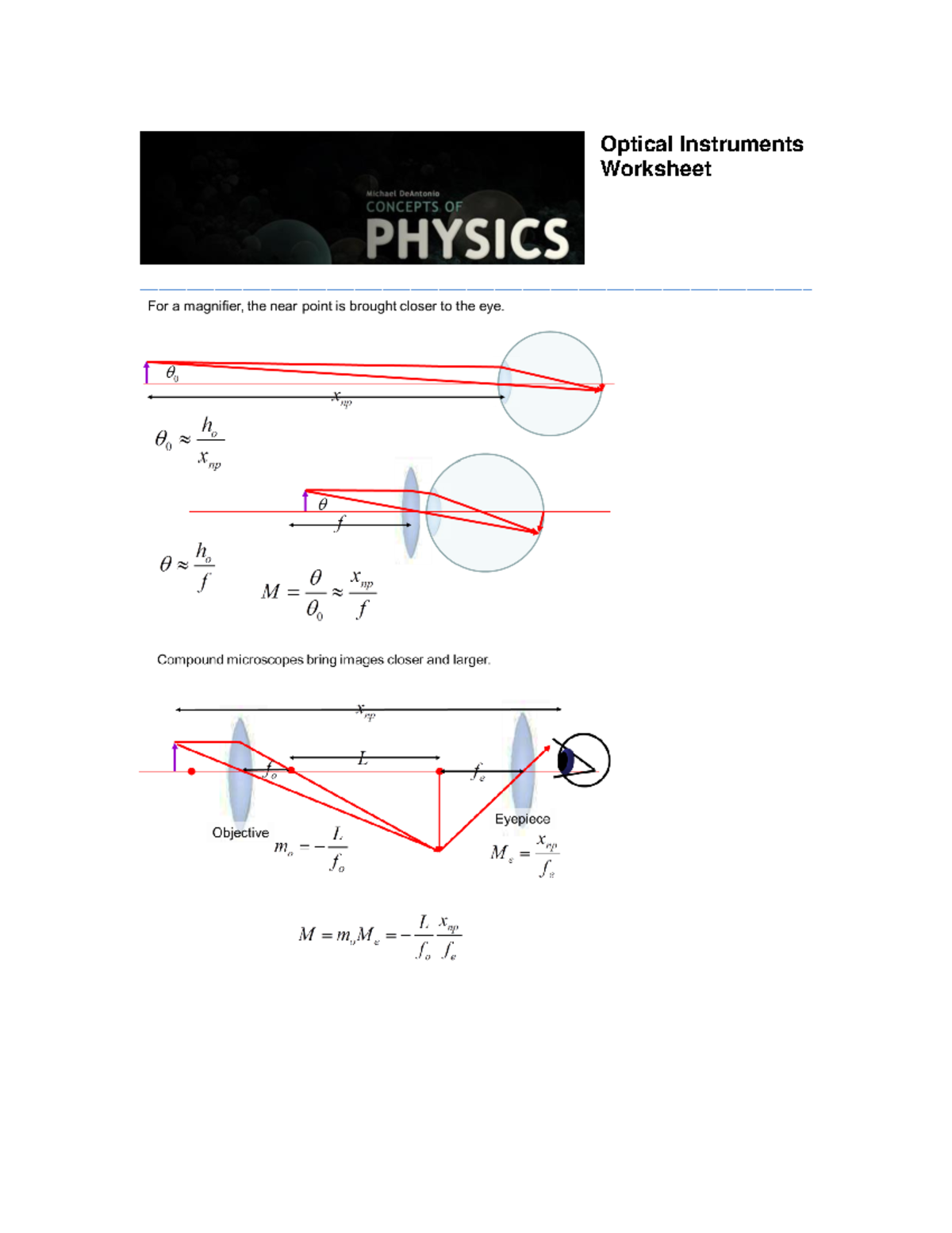 Worksheet Optical Insturments Solutions - In Class - Optical ...